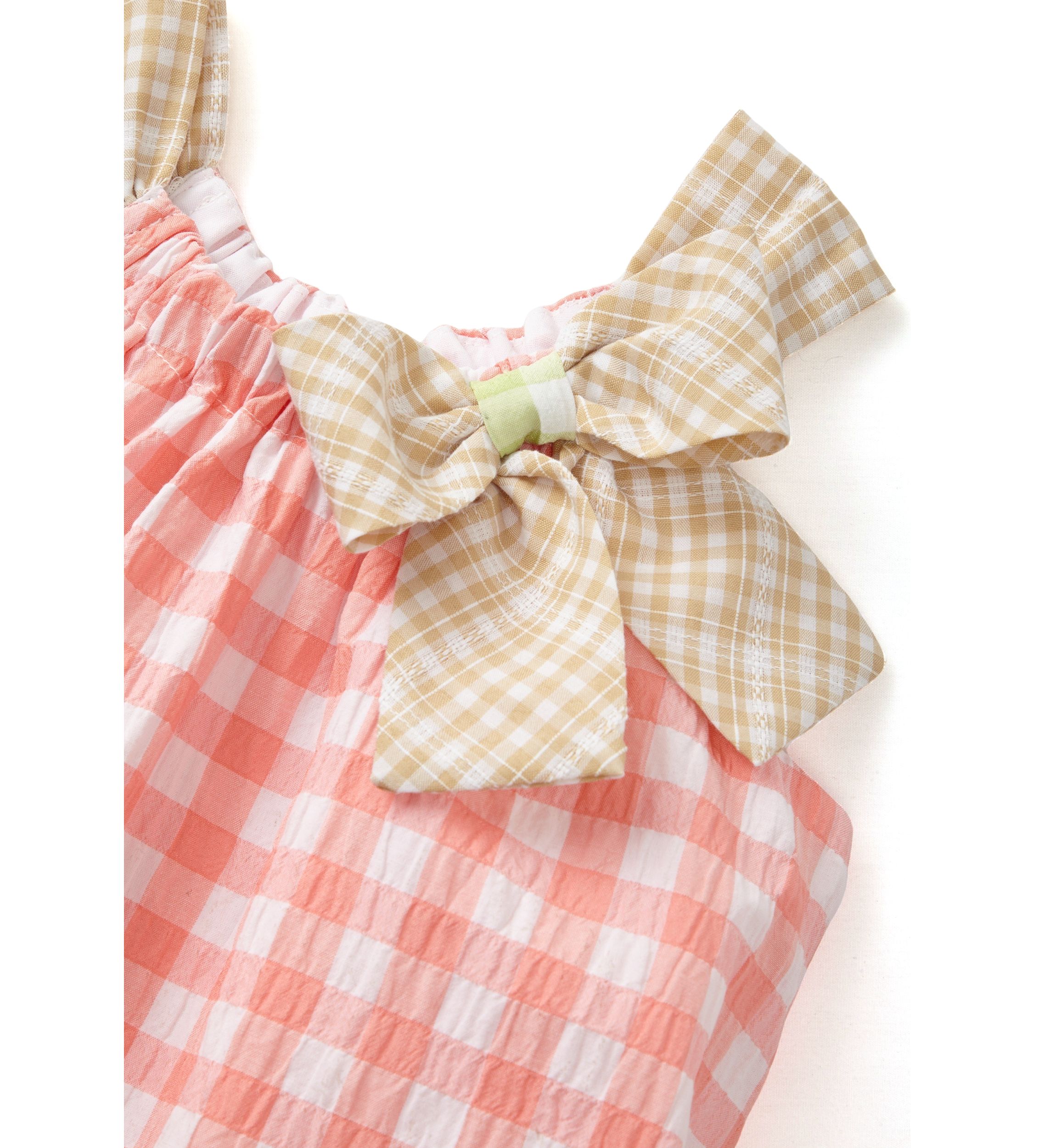 Girls 4-6x Color Blocked Gingham Dress