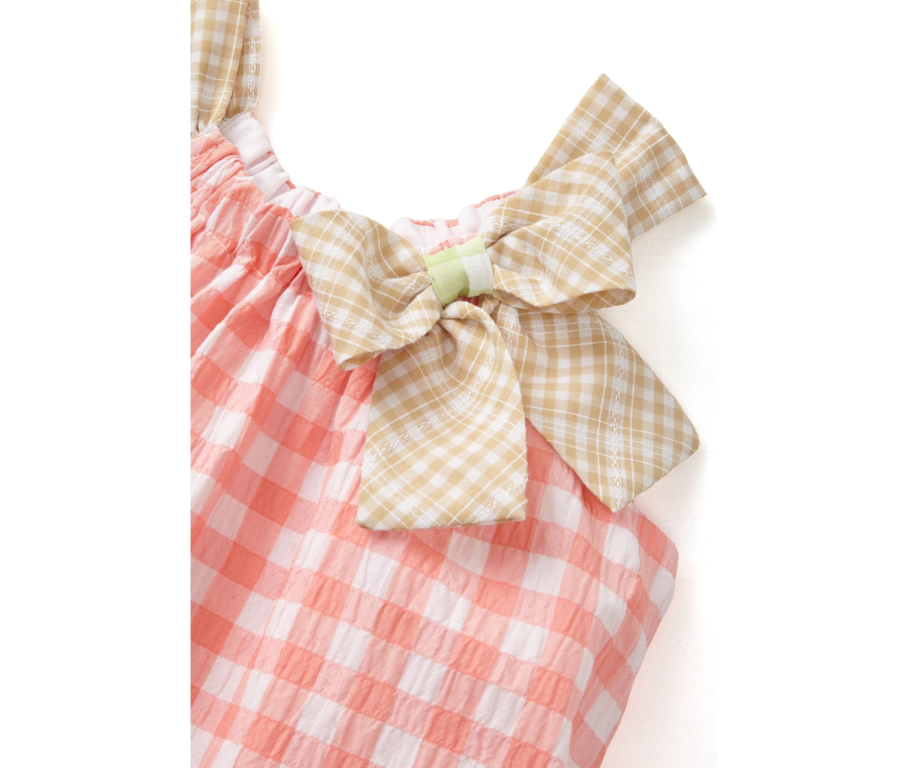 Girls 4-6x Color Blocked Gingham Dress