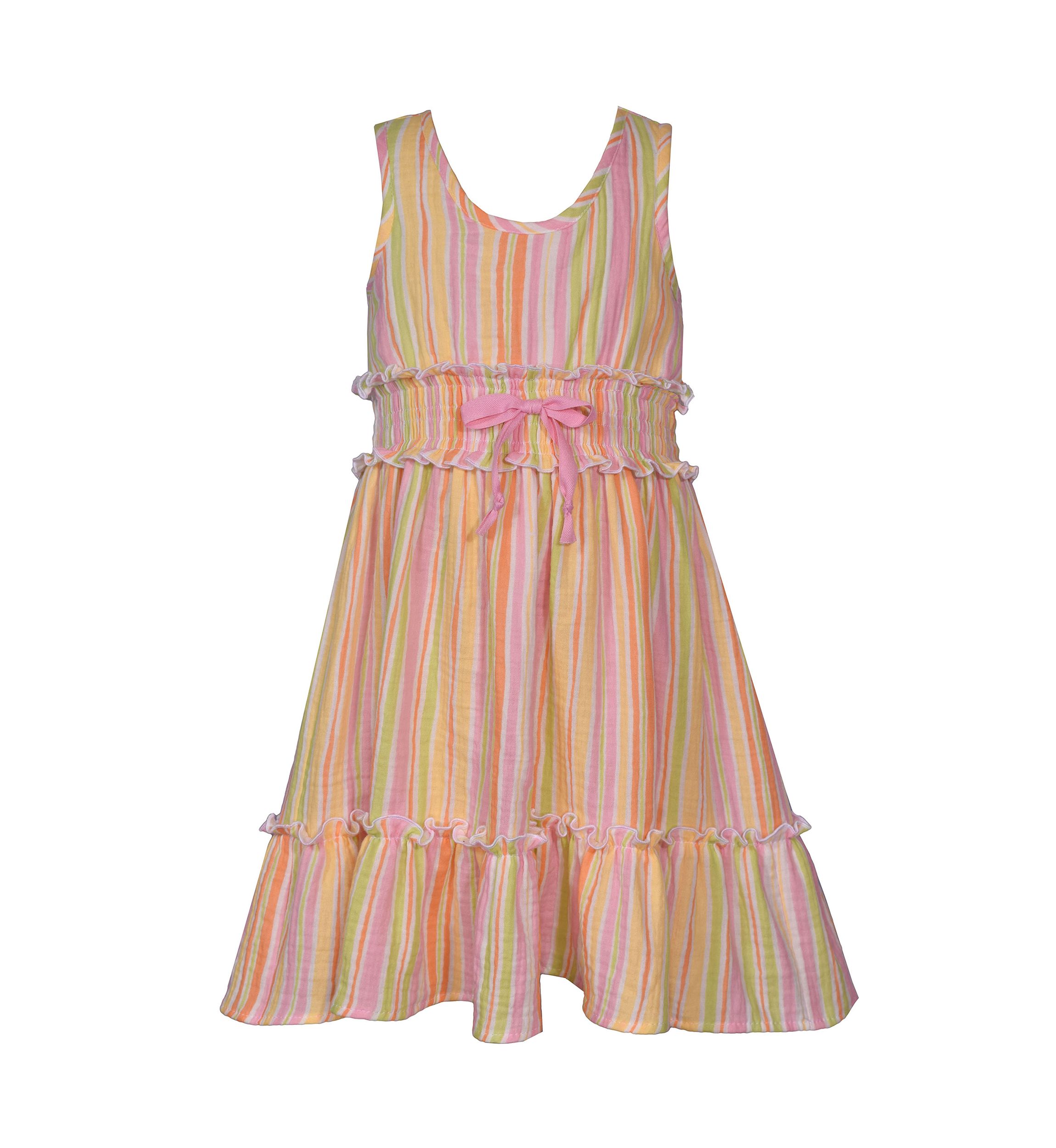Girls 4-6x Stripe Gauze Smocked Waist Dress