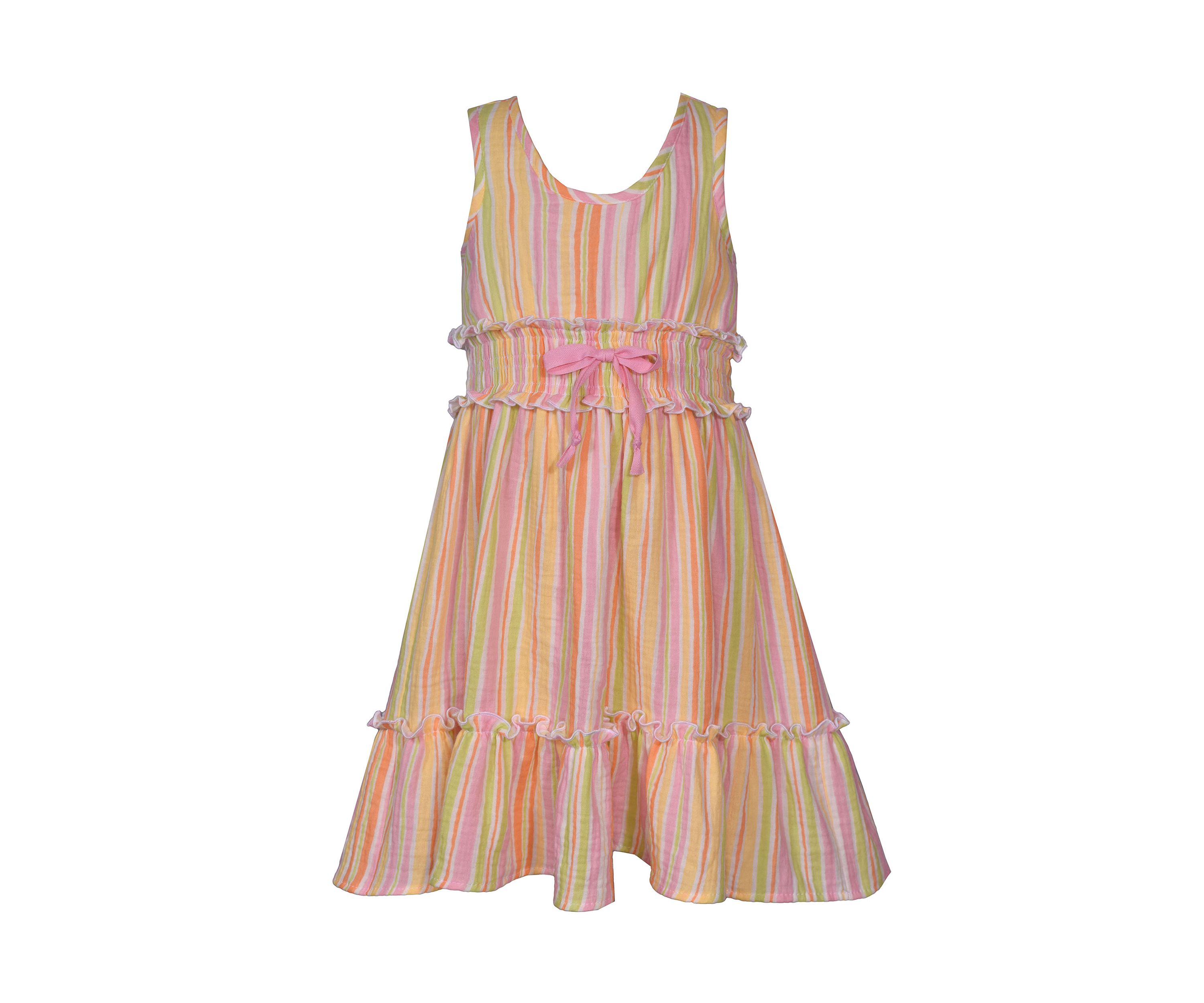 Girls 4-6x Stripe Gauze Smocked Waist Dress