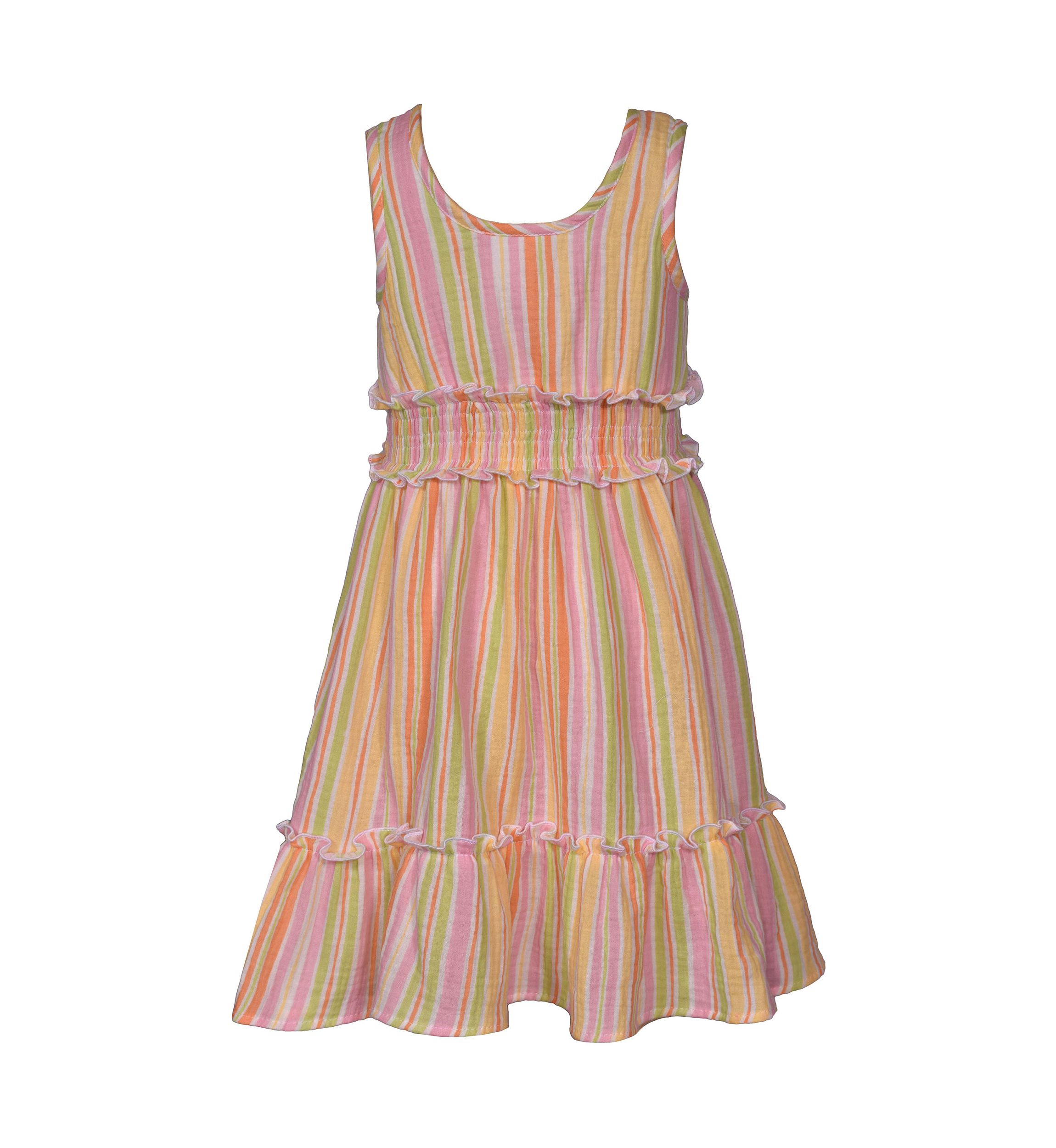 Girls 4-6x Stripe Gauze Smocked Waist Dress