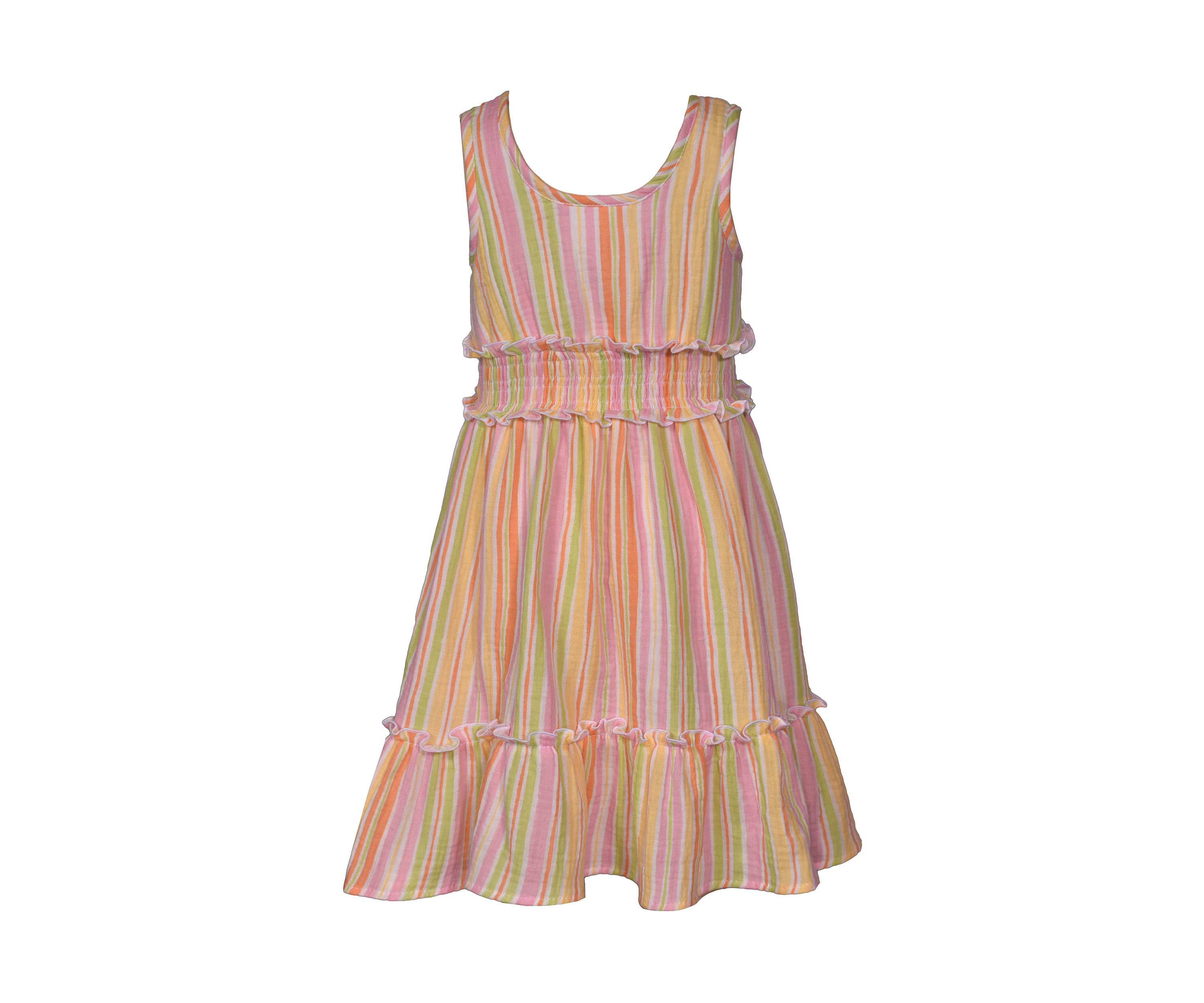 Girls 4-6x Stripe Gauze Smocked Waist Dress