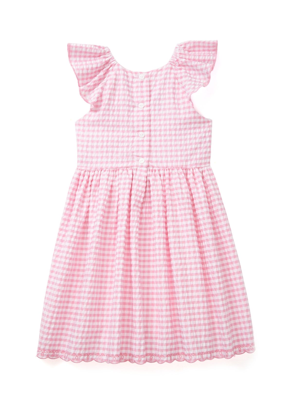 Girls 4-6x Pink Check Embroidered Bodice Dress