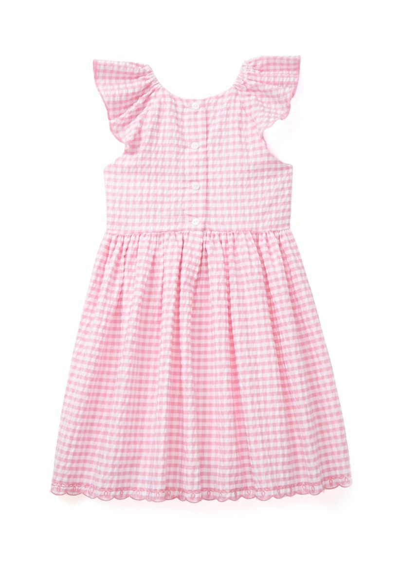 Girls 4-6x Pink Check Embroidered Bodice Dress