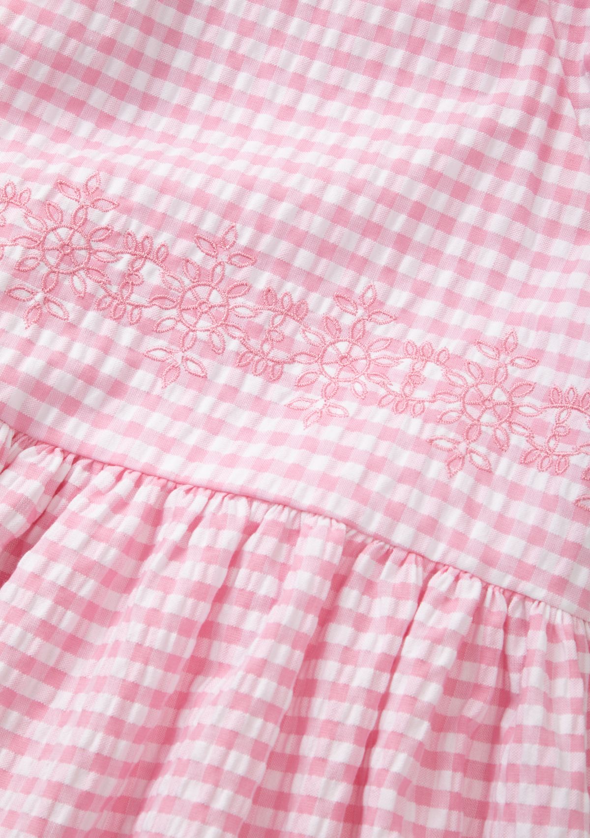 Girls 4-6x Pink Check Embroidered Bodice Dress
