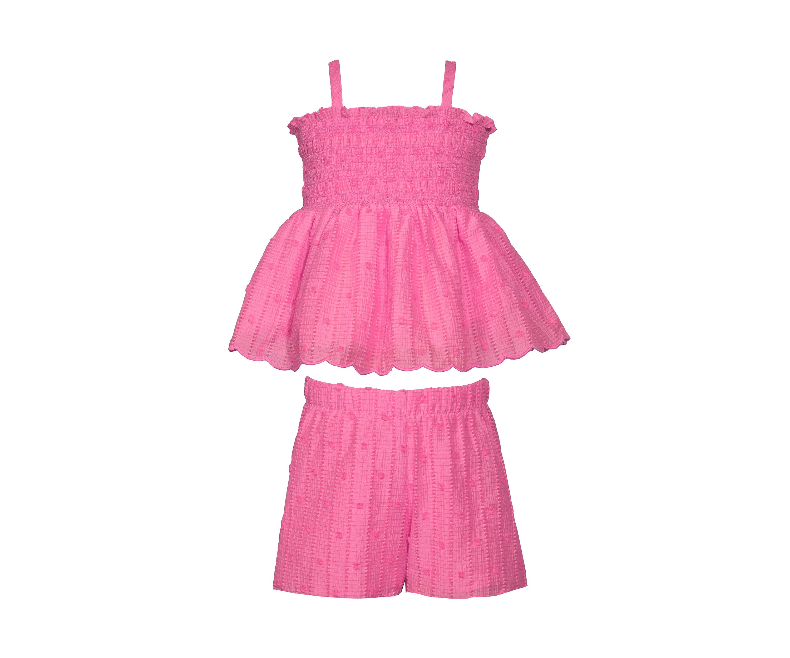 Girls 7-16 Clip Dot Smocked Top