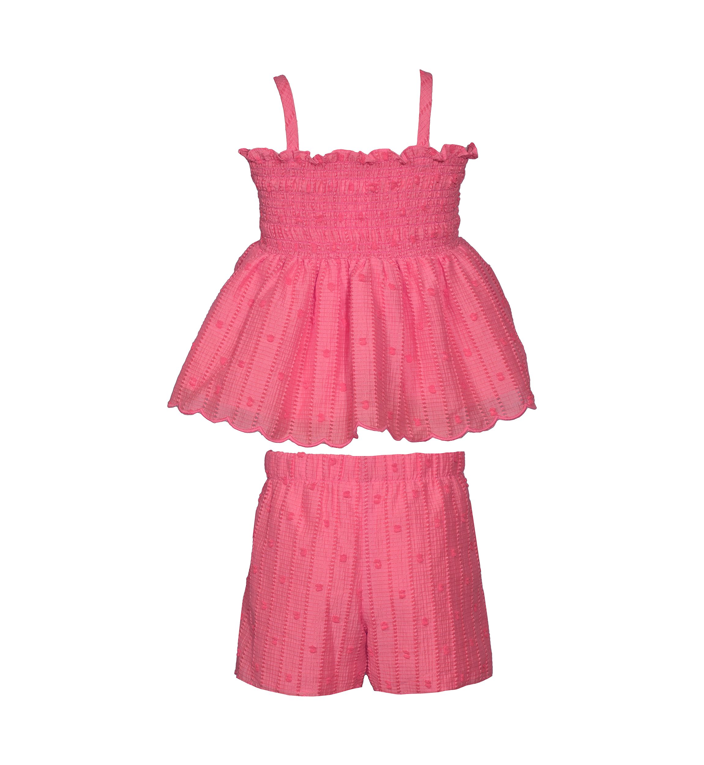 Girls 7-16 Clip Dot Smocked Top