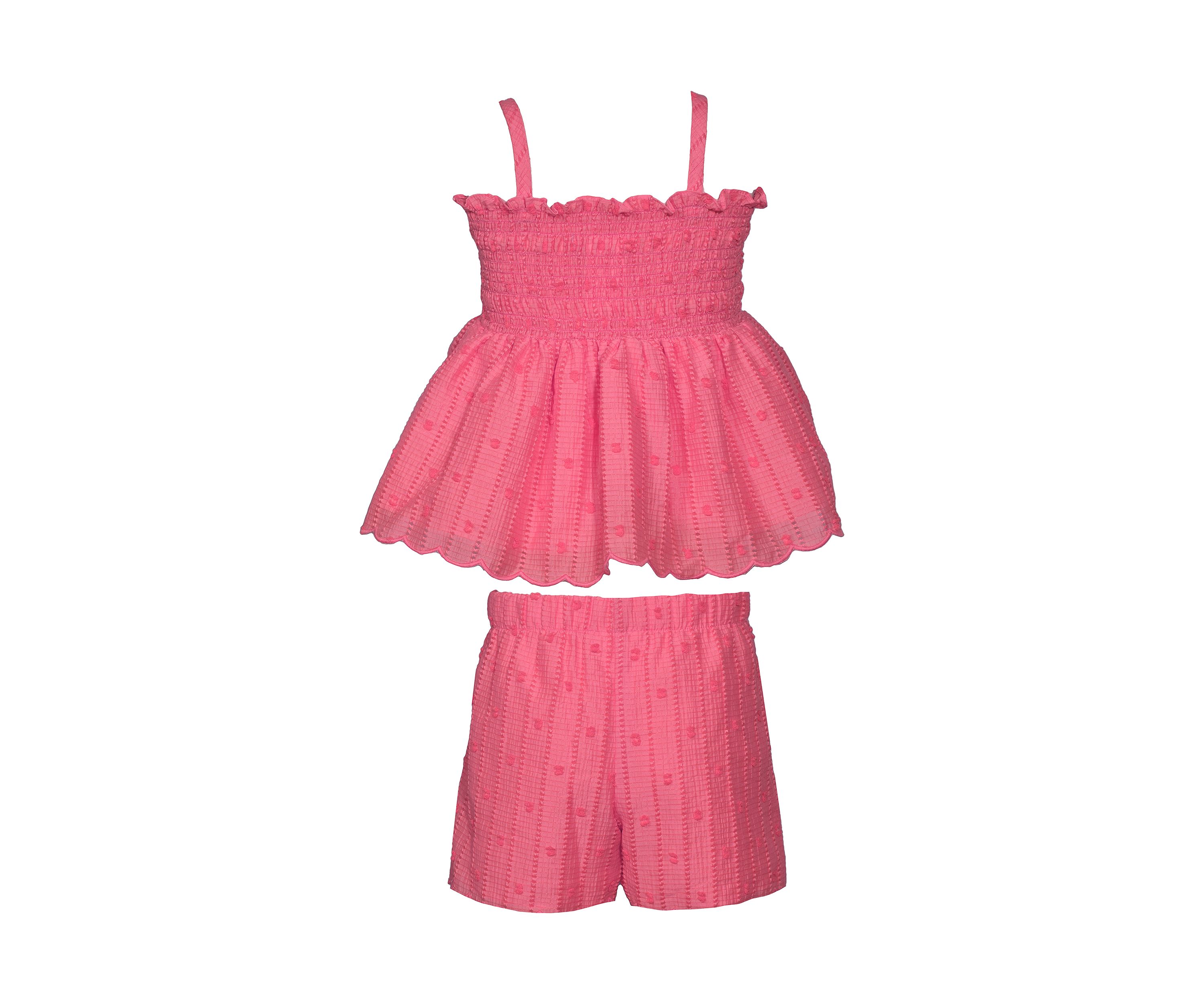 Girls 7-16 Clip Dot Smocked Top
