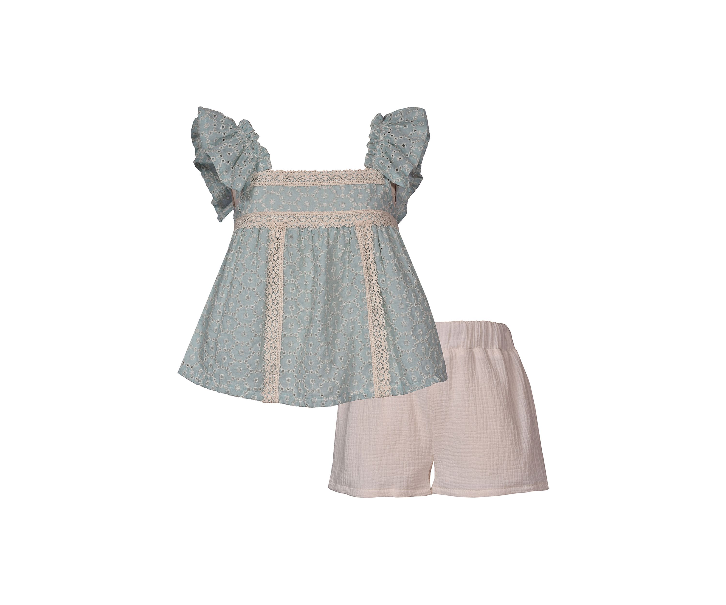 Girls 4-6x Lace Trim Top and Shorts Set