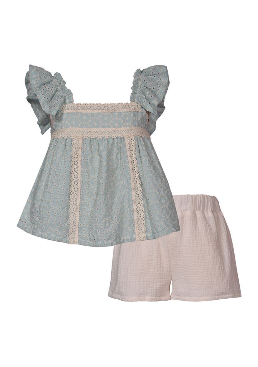 Girls 4-6x Lace Trim Top and Shorts Set