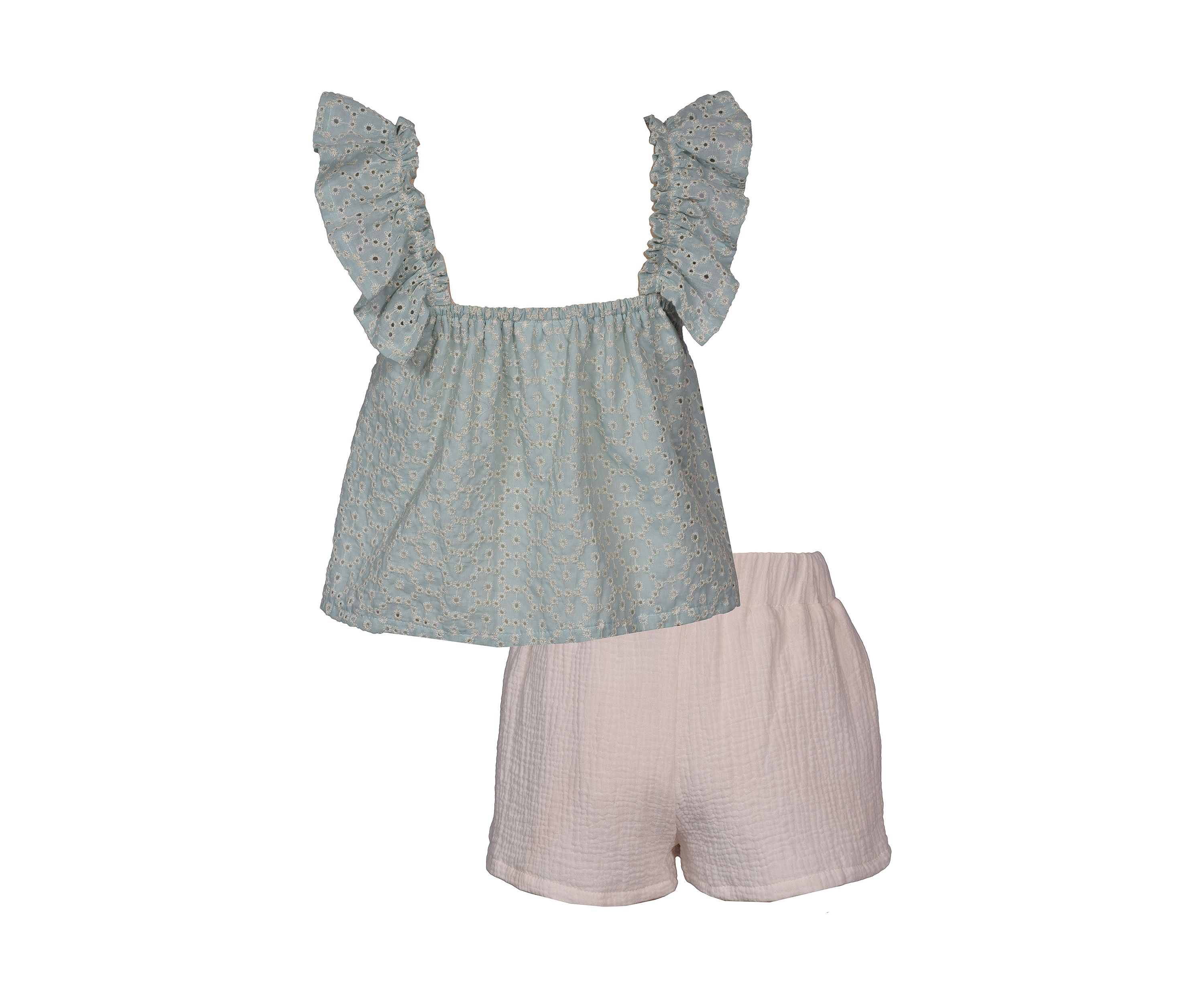 Girls 4-6x Lace Trim Top and Shorts Set