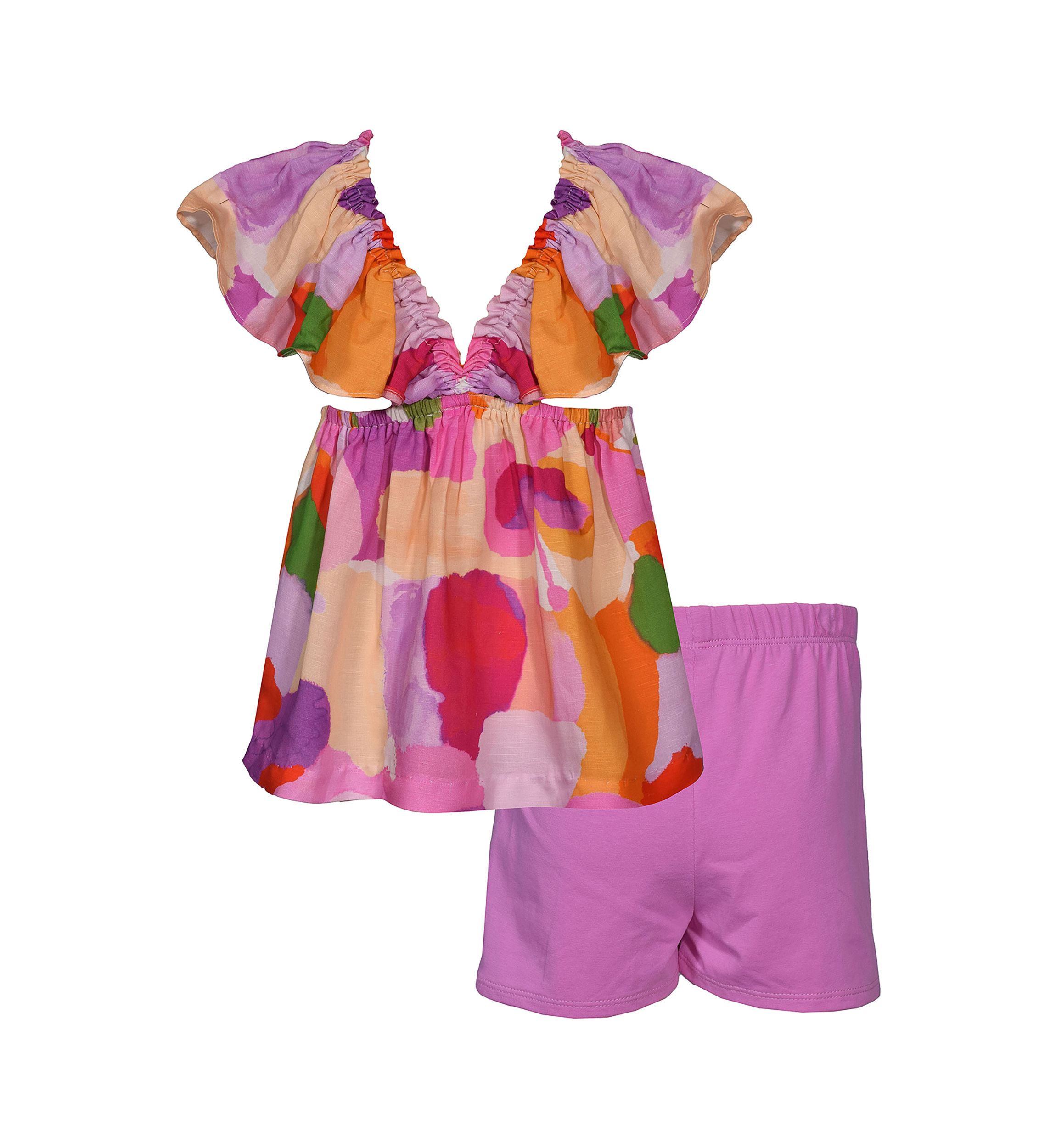 Girls 4-6x Printed Top and Solid Shorts Set