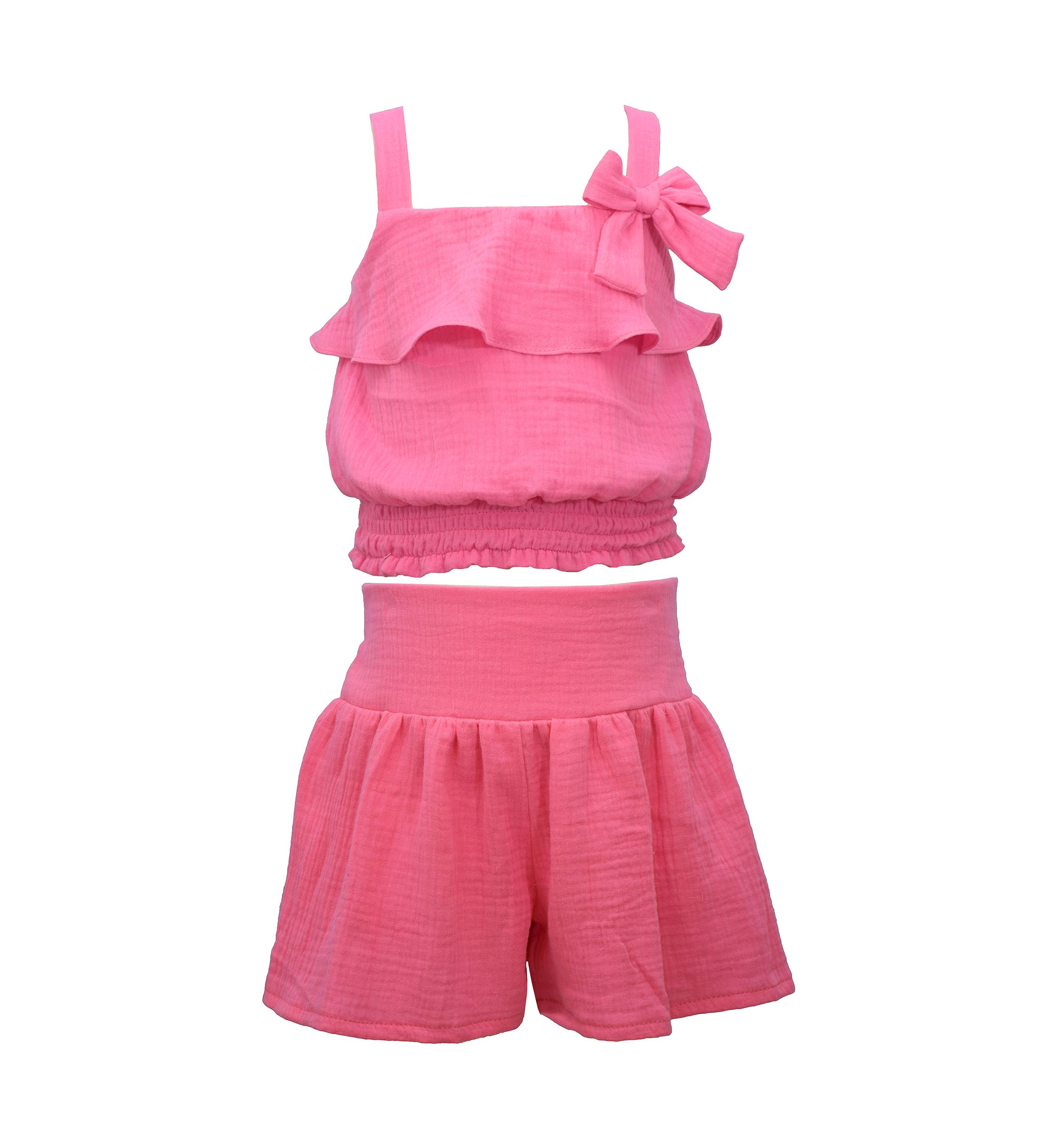 Girls 7-16 Gauze Short Set 