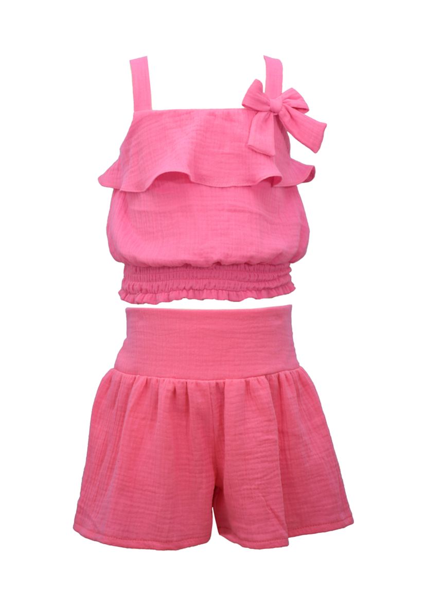 Girls 7-16 Gauze Short Set 