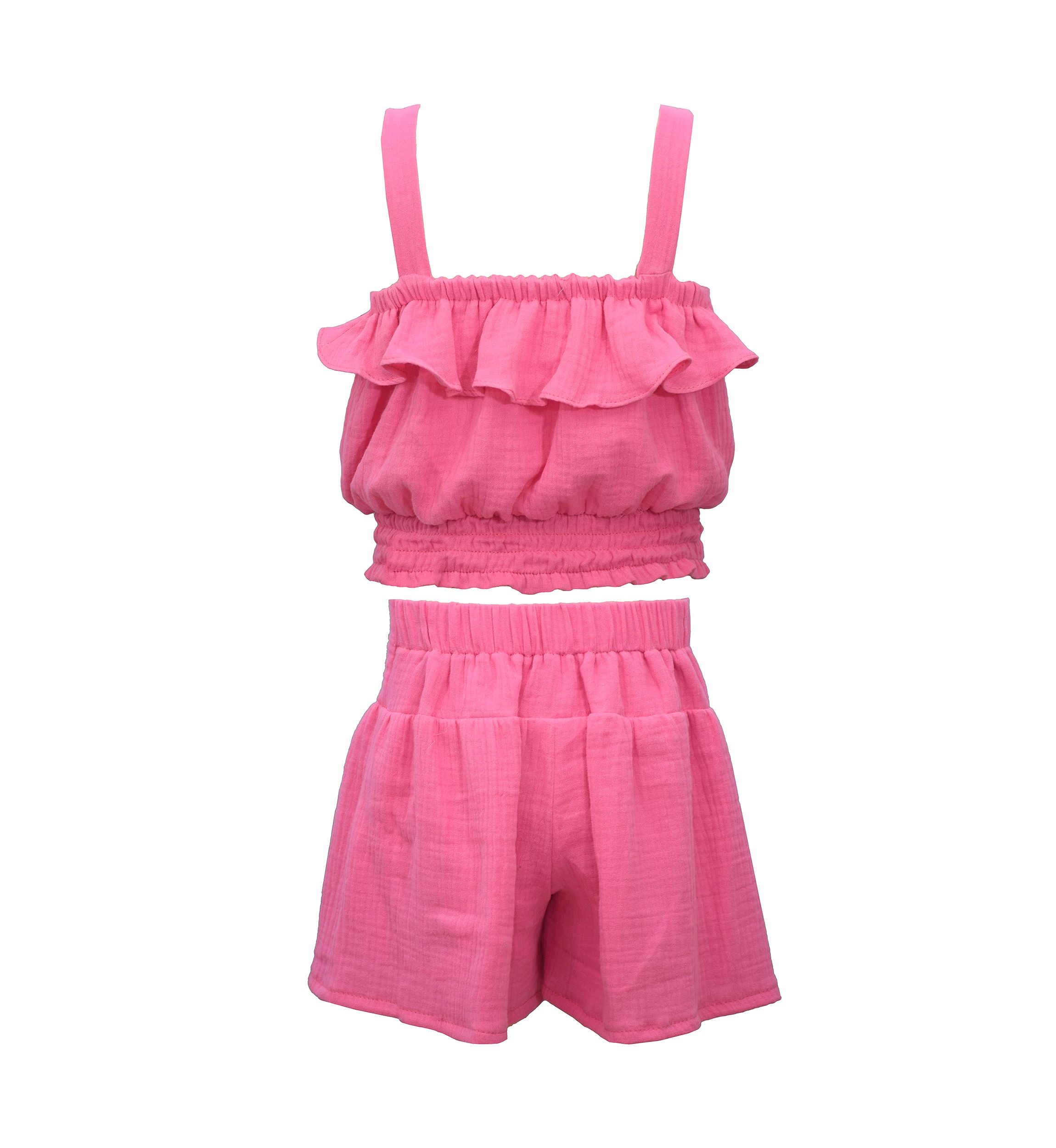 Girls 7-16 Gauze Short Set 