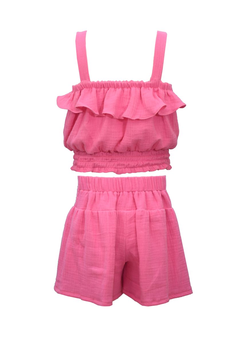 Girls 7-16 Gauze Short Set 