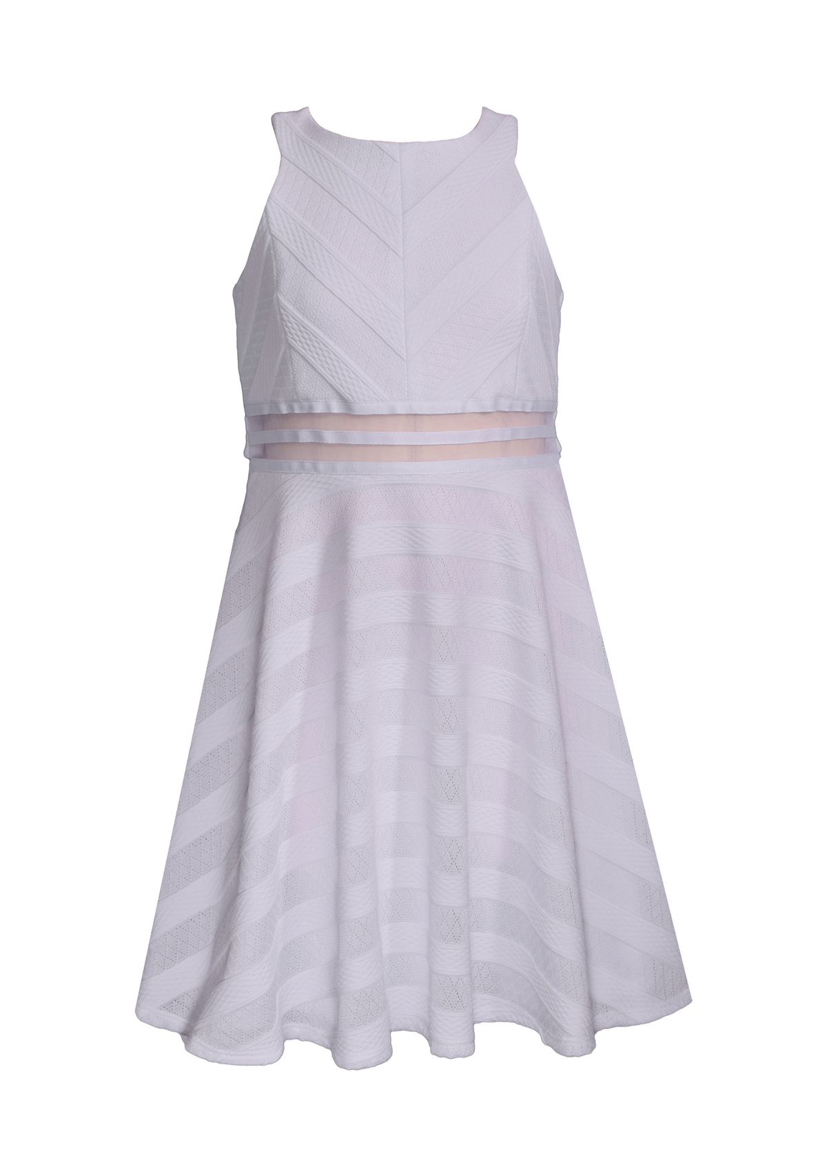 Girls 7-16 Sleeveless Illusion Fit and Flare Dress