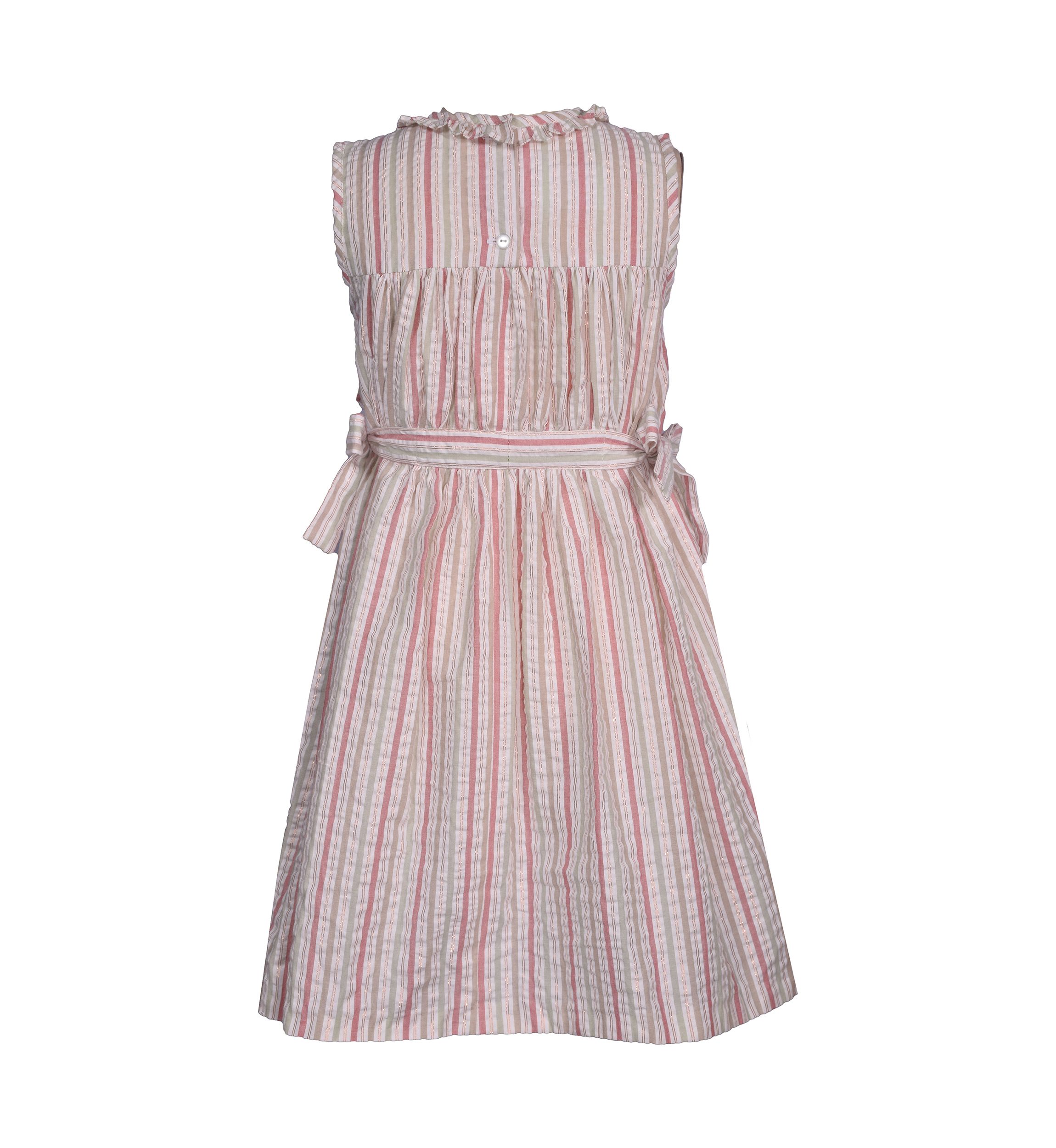 Girls 7-16 Smocked Bodice Seersucker Dress with Side Ties