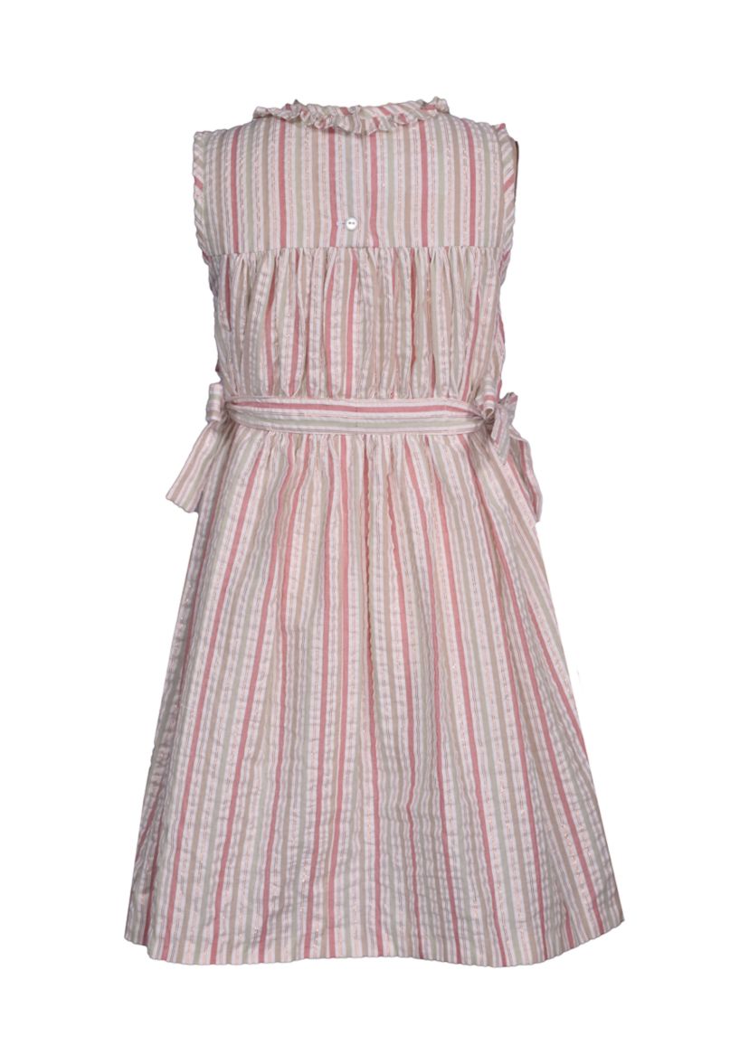 Girls 7-16 Smocked Bodice Seersucker Dress with Side Ties