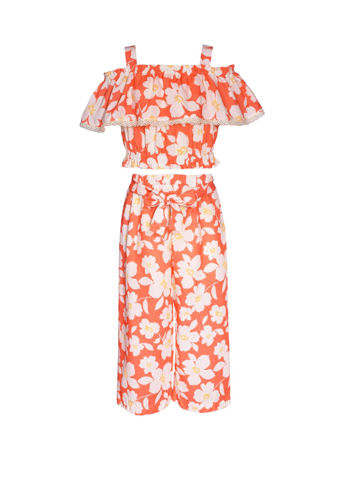 Girls 7-16 Floral Printed Top and Pants Set