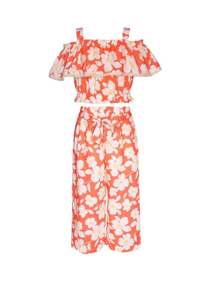 Girls 7-16 Floral Printed Top and Pants Set