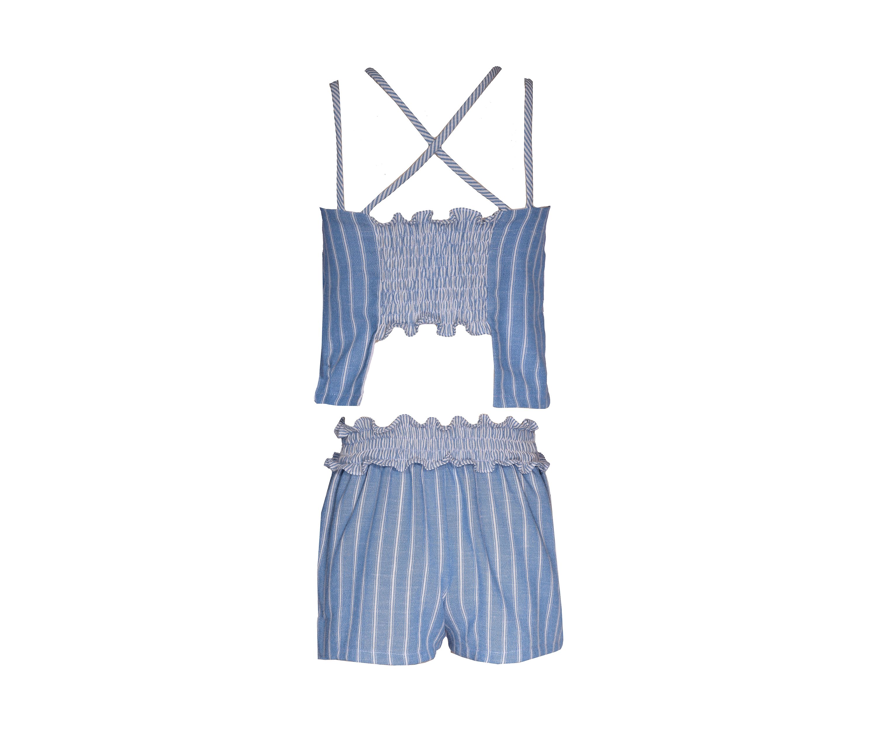Girls 7-16 Striped Chambray Top and Shorts Set