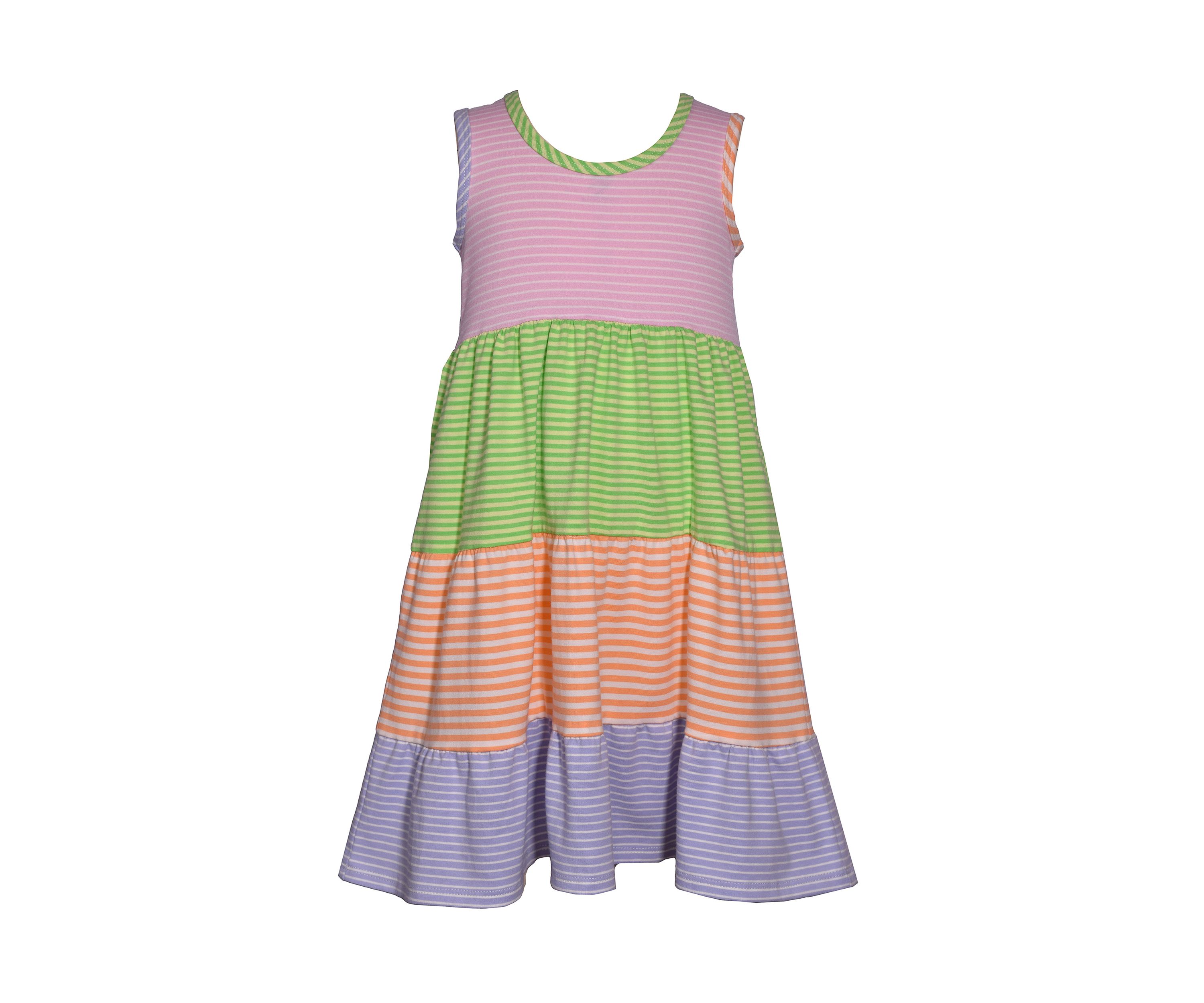 Girls 7-16 Striped Knit Color Blocked Dress