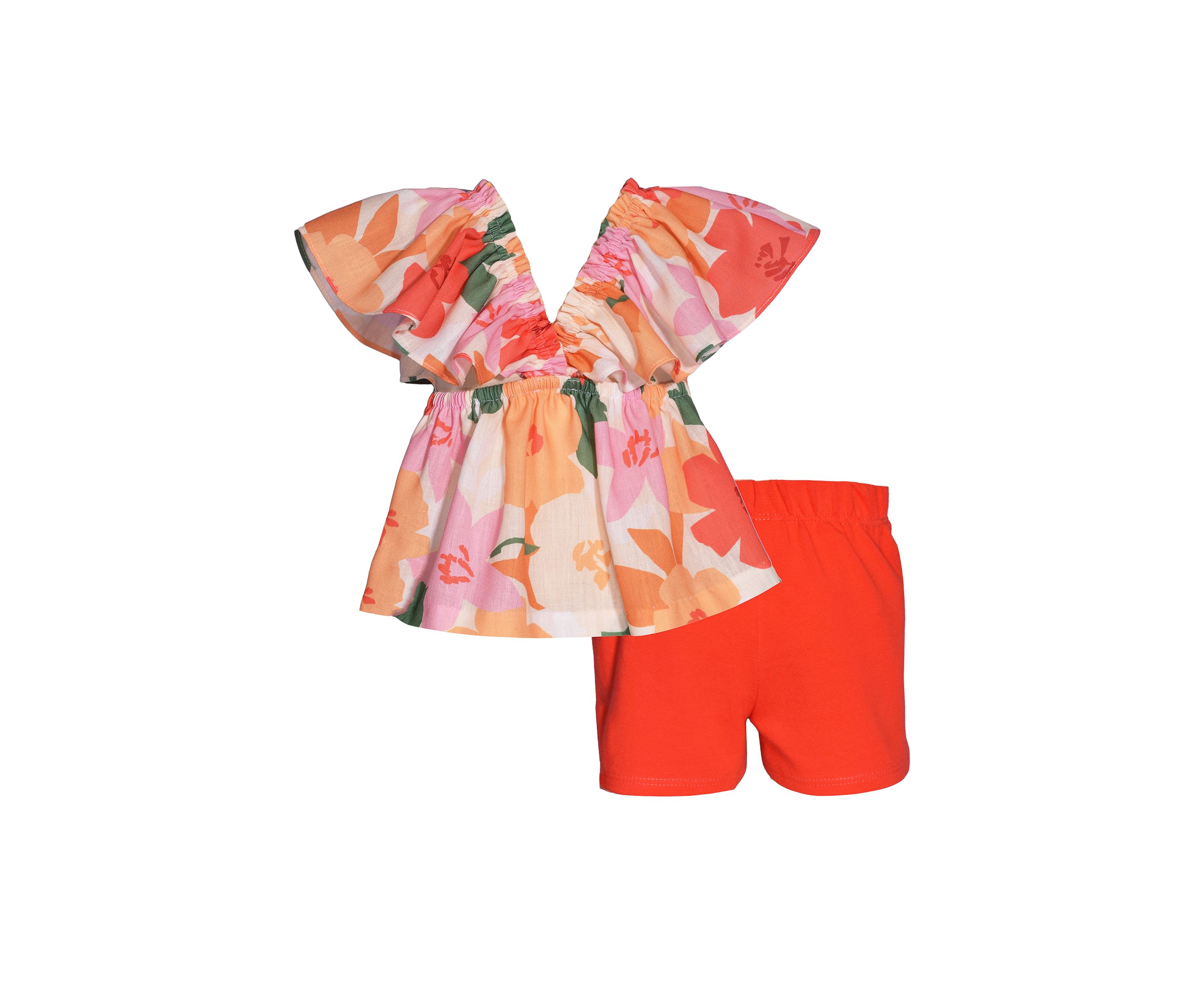Girls 7-16 Floral Printed Top and Solid Shorts Set