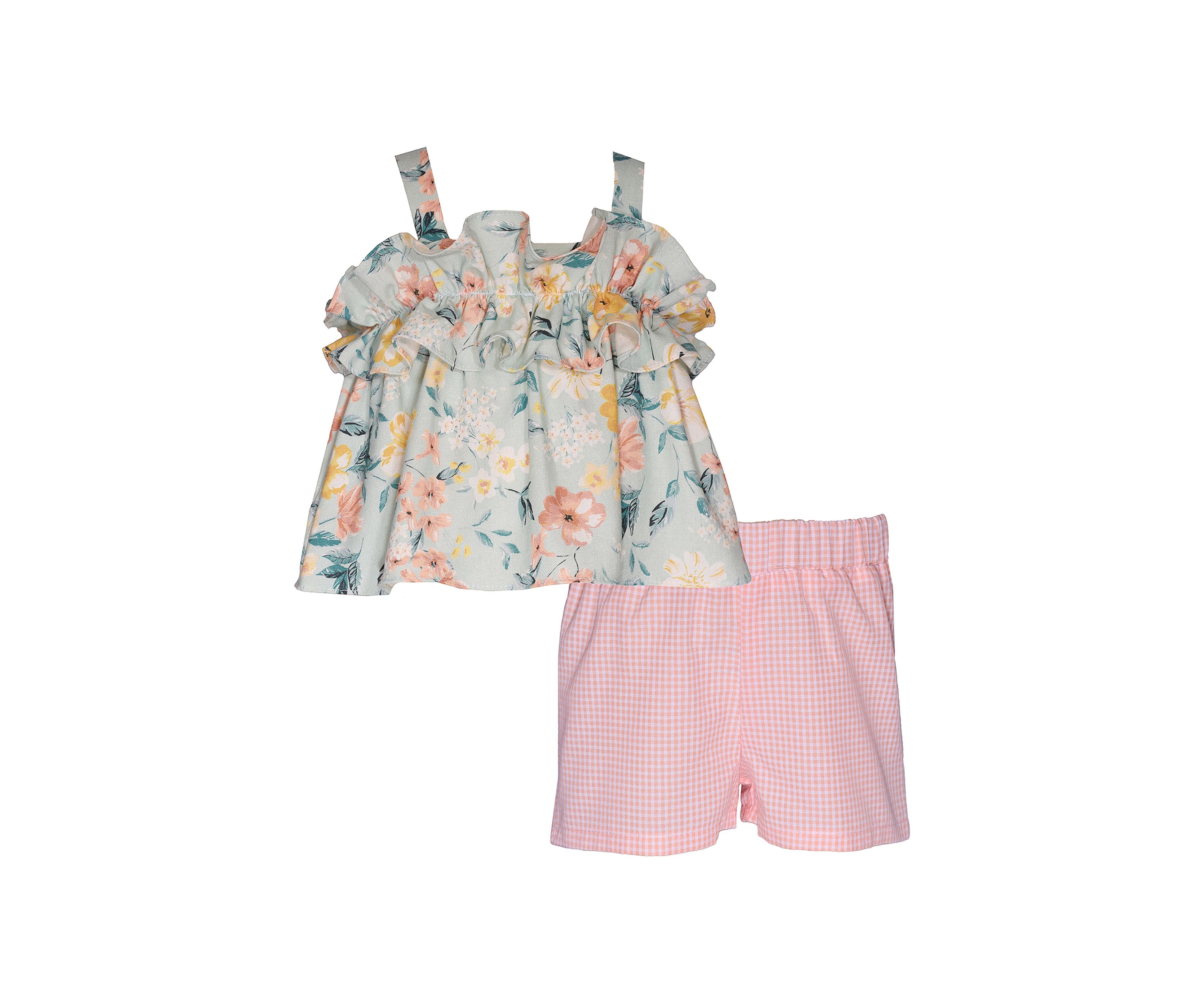 Girls 7-16 Ruffle Bodice Floral Printed Top and Shorts Set