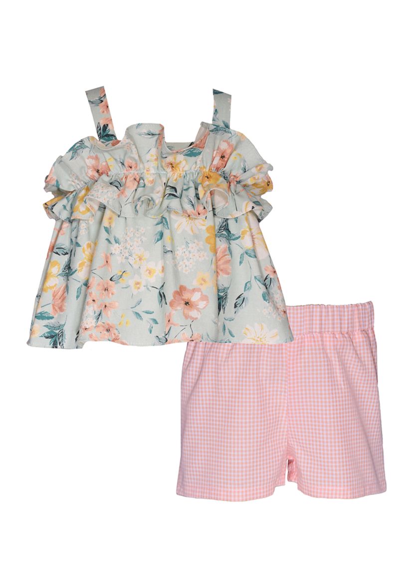 Girls 7-16 Ruffle Bodice Floral Printed Top and Shorts Set
