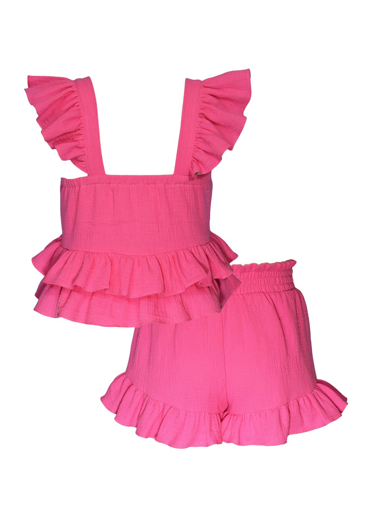 Girls 7-16 Flutter Sleeve Gauze Shorts Set