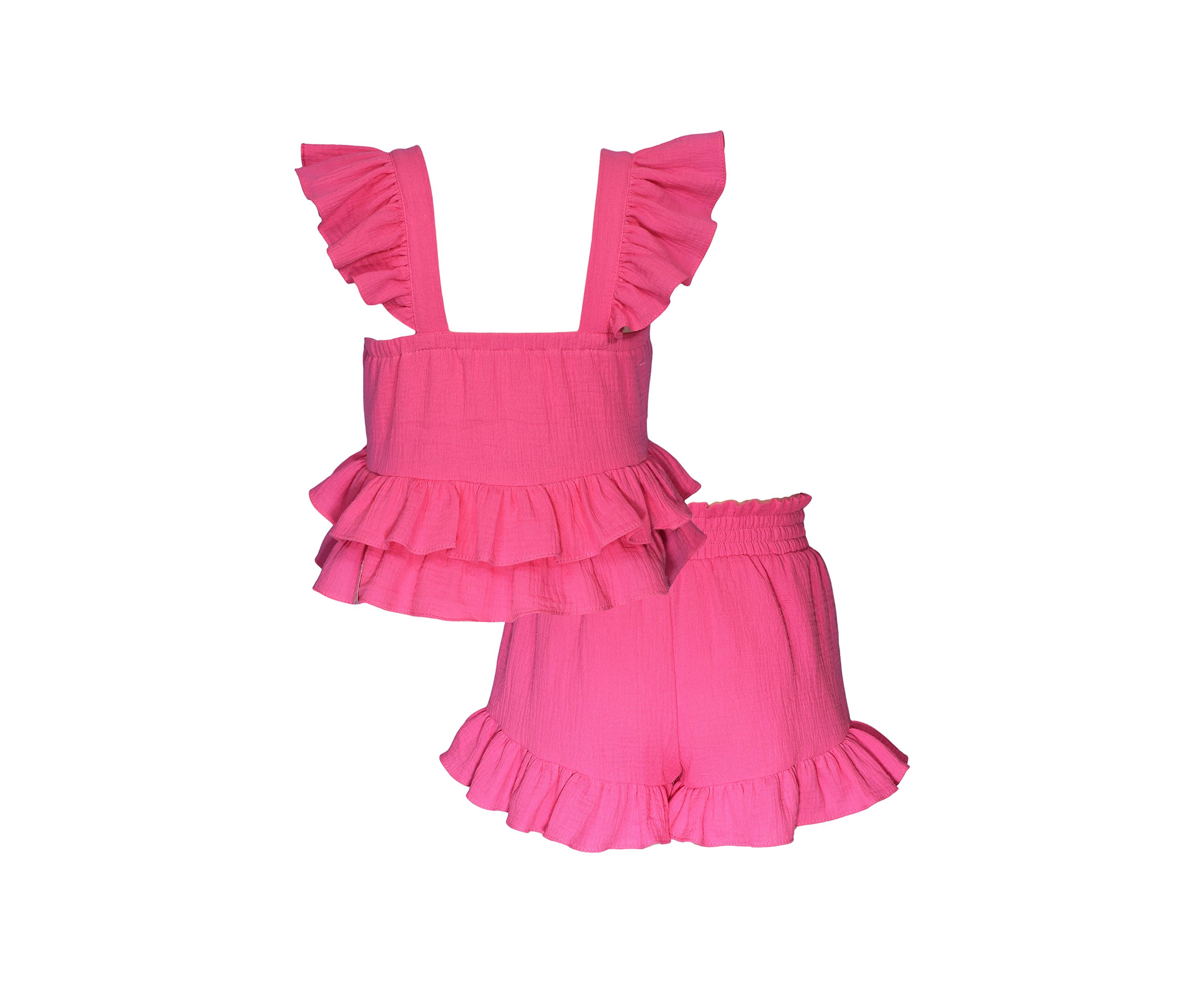 Girls 7-16 Flutter Sleeve Gauze Shorts Set