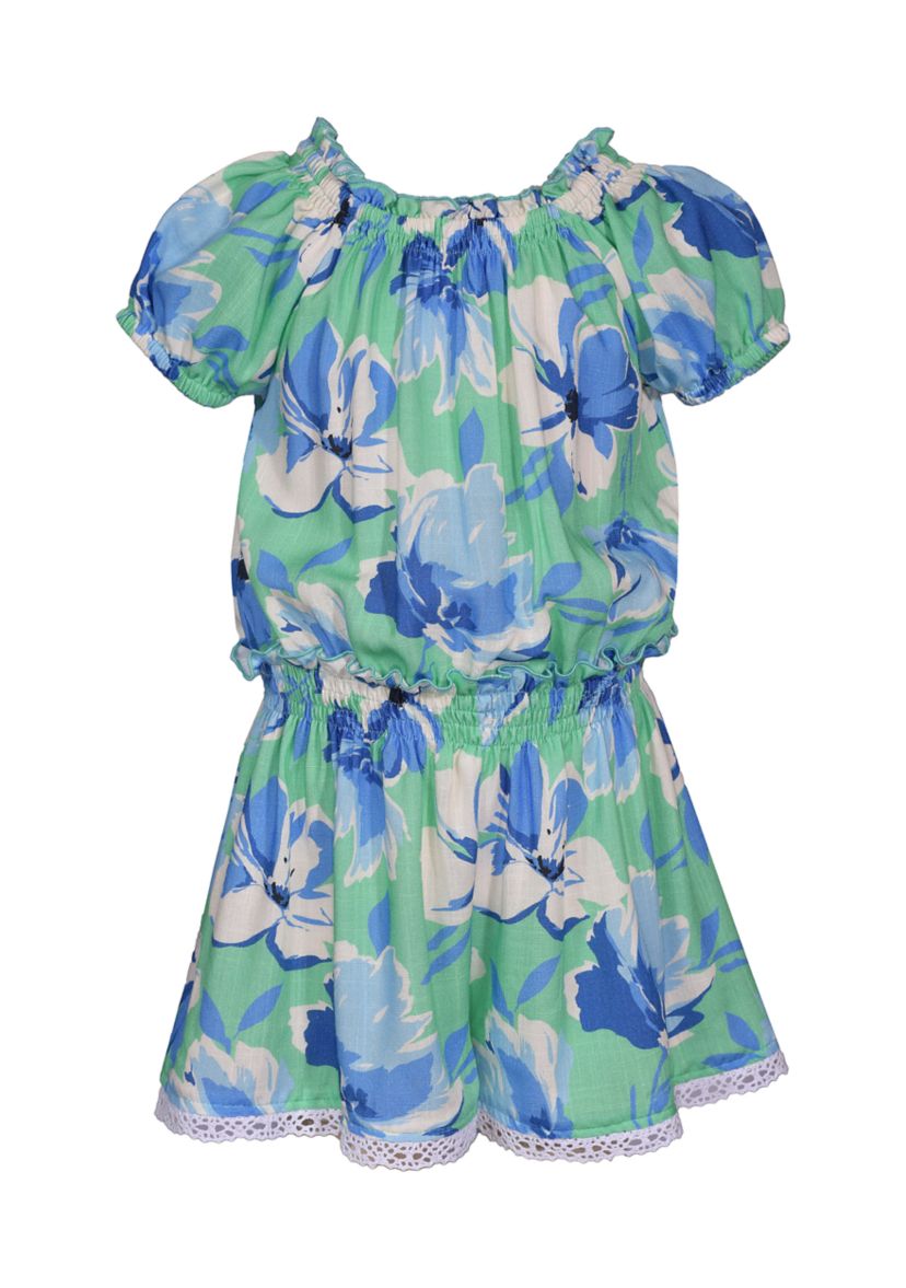 Girls 7-16  Tropical Printed Romper 