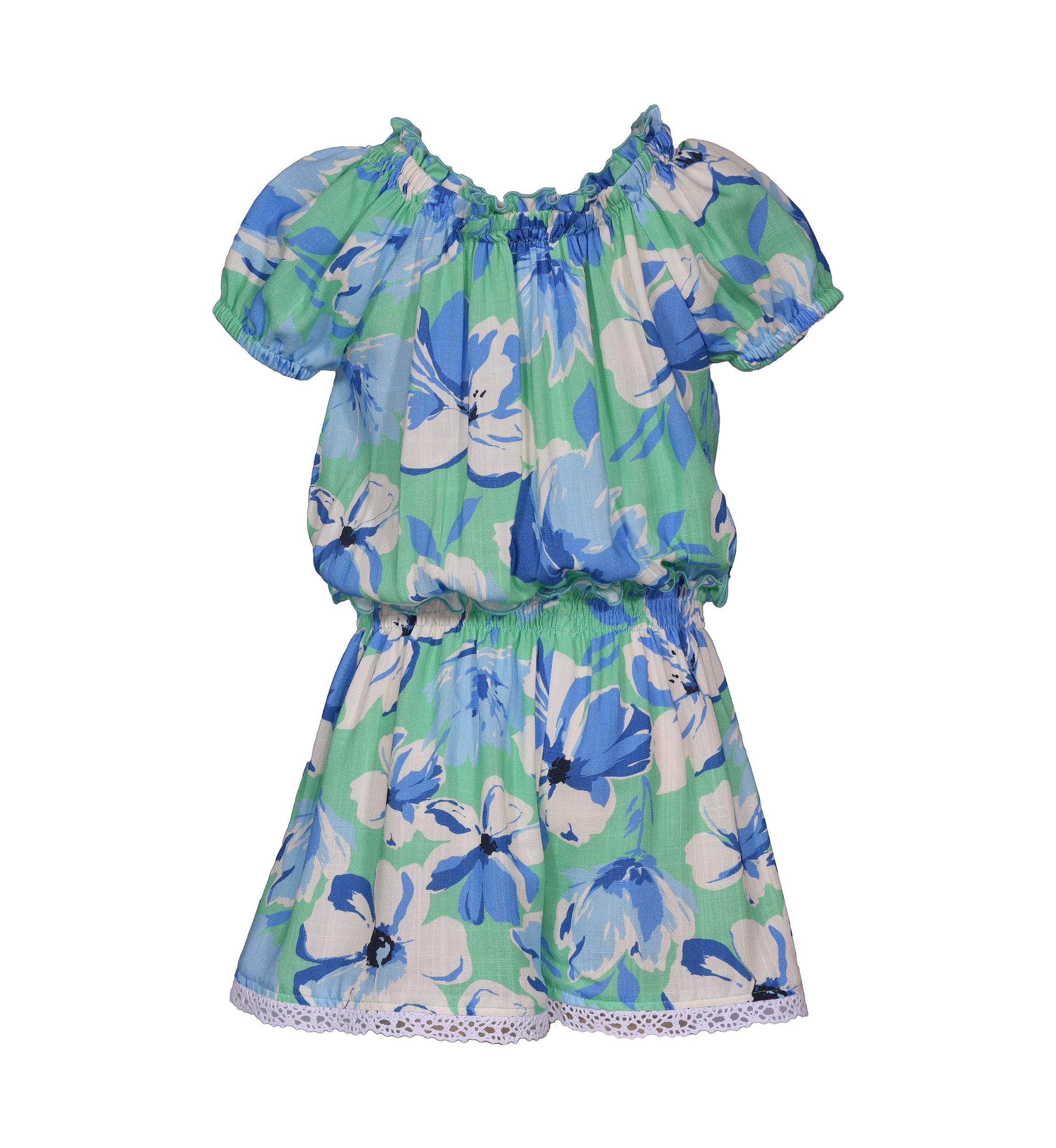 Girls 7-16  Tropical Printed Romper 