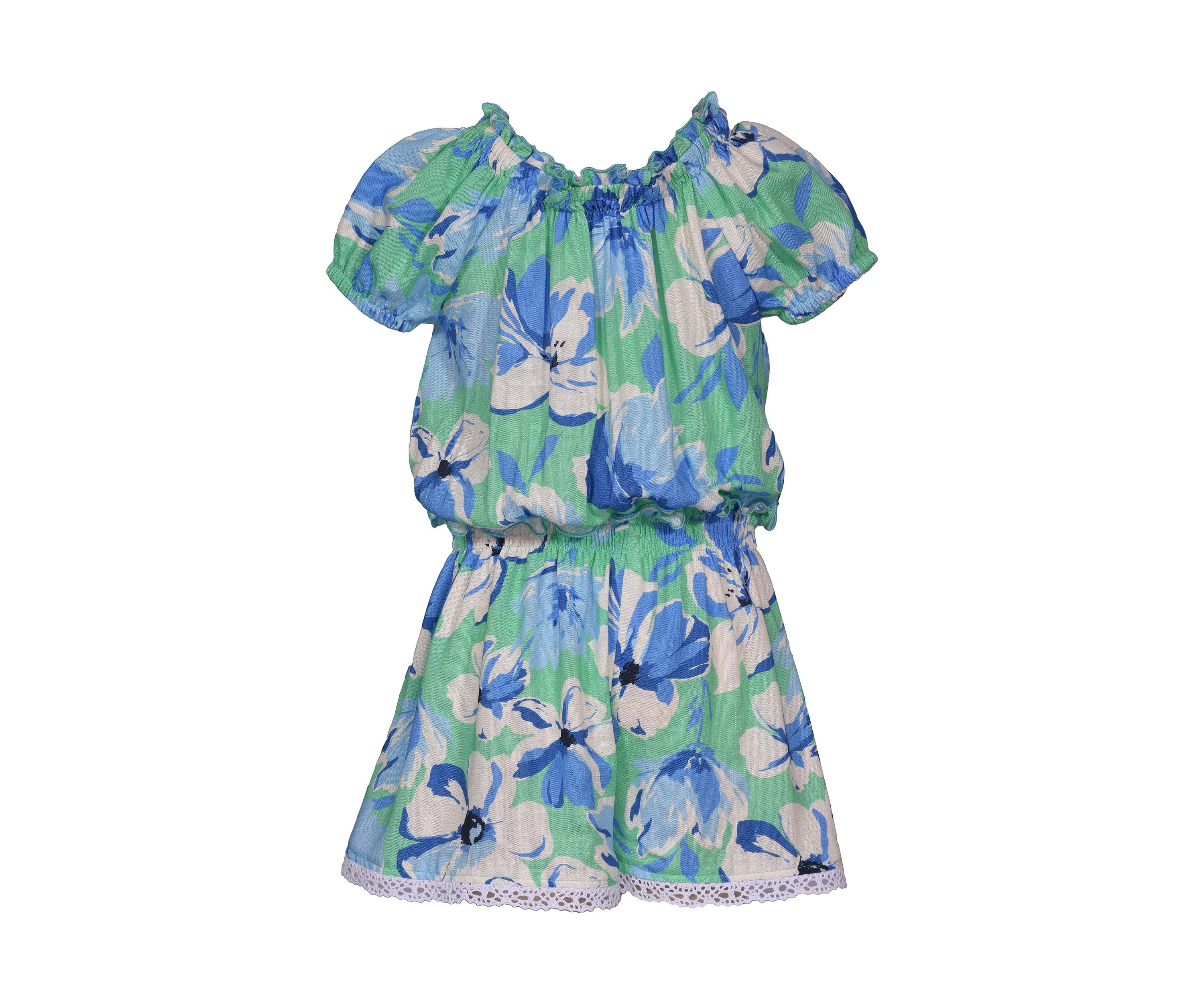 Girls 7-16  Tropical Printed Romper 