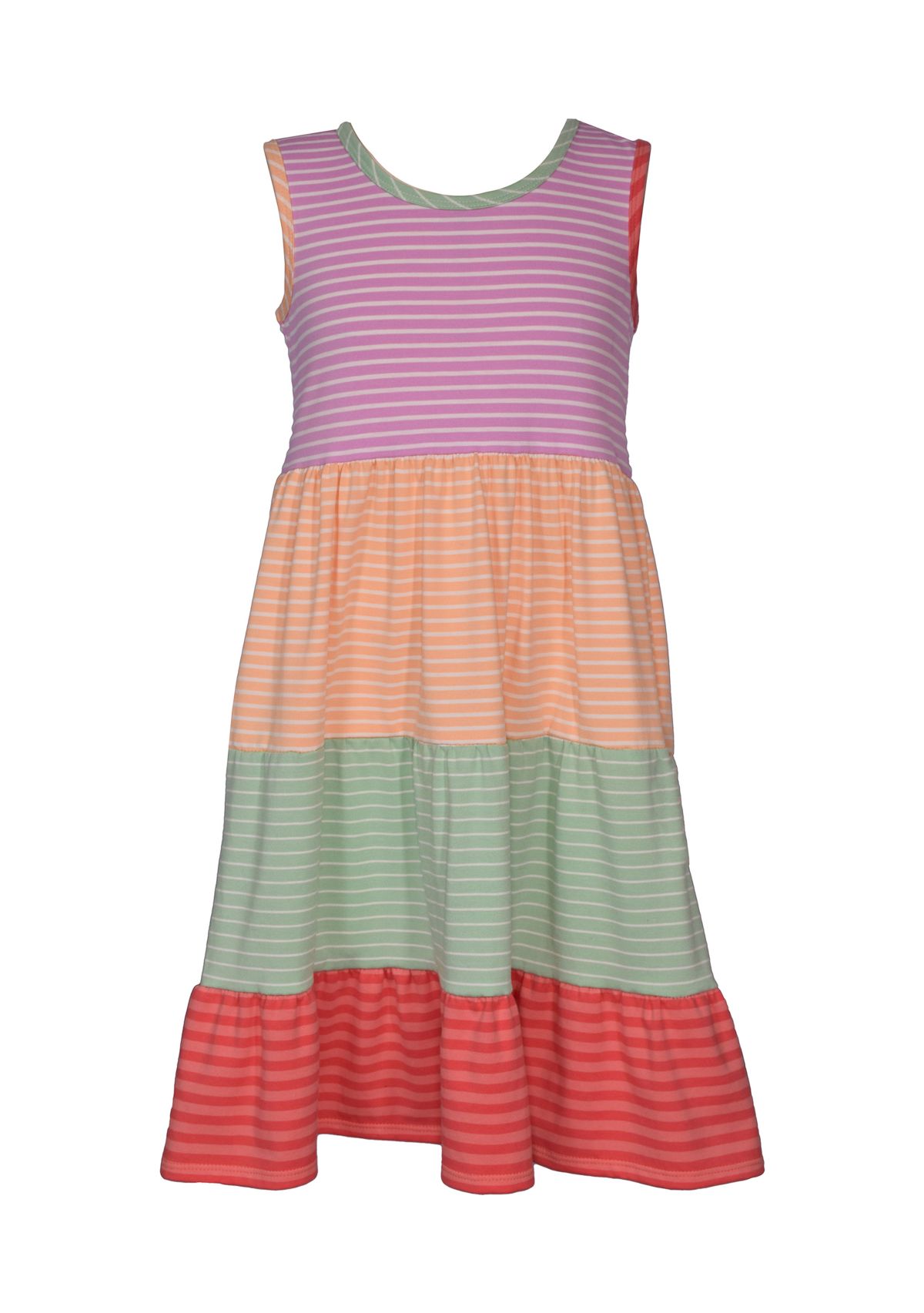 Girls 7-16 Mixed Stripe Tiered Dress