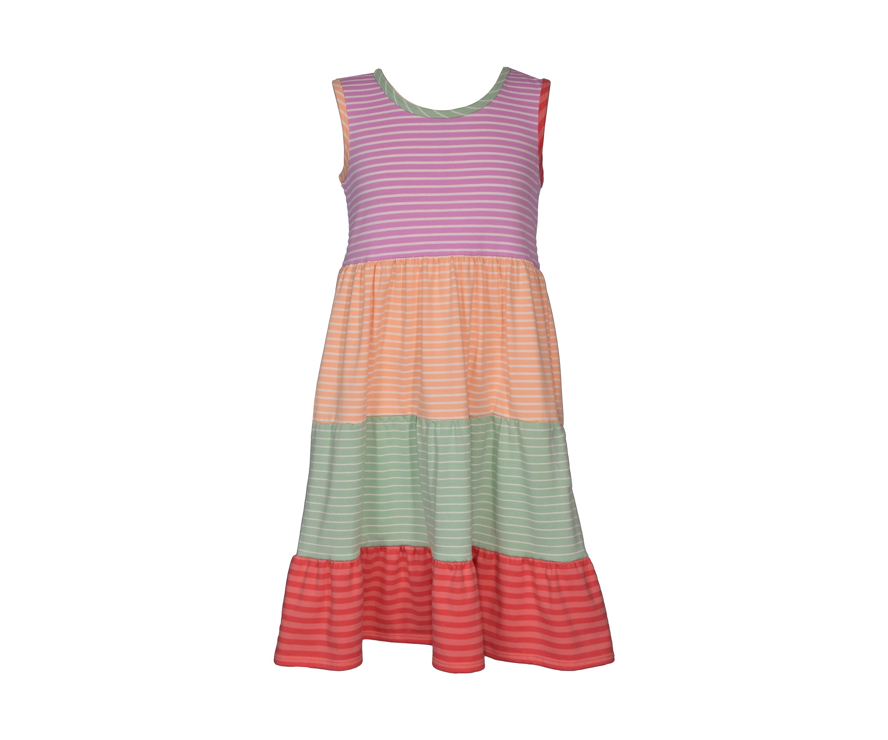 Girls 7-16 Mixed Stripe Tiered Dress