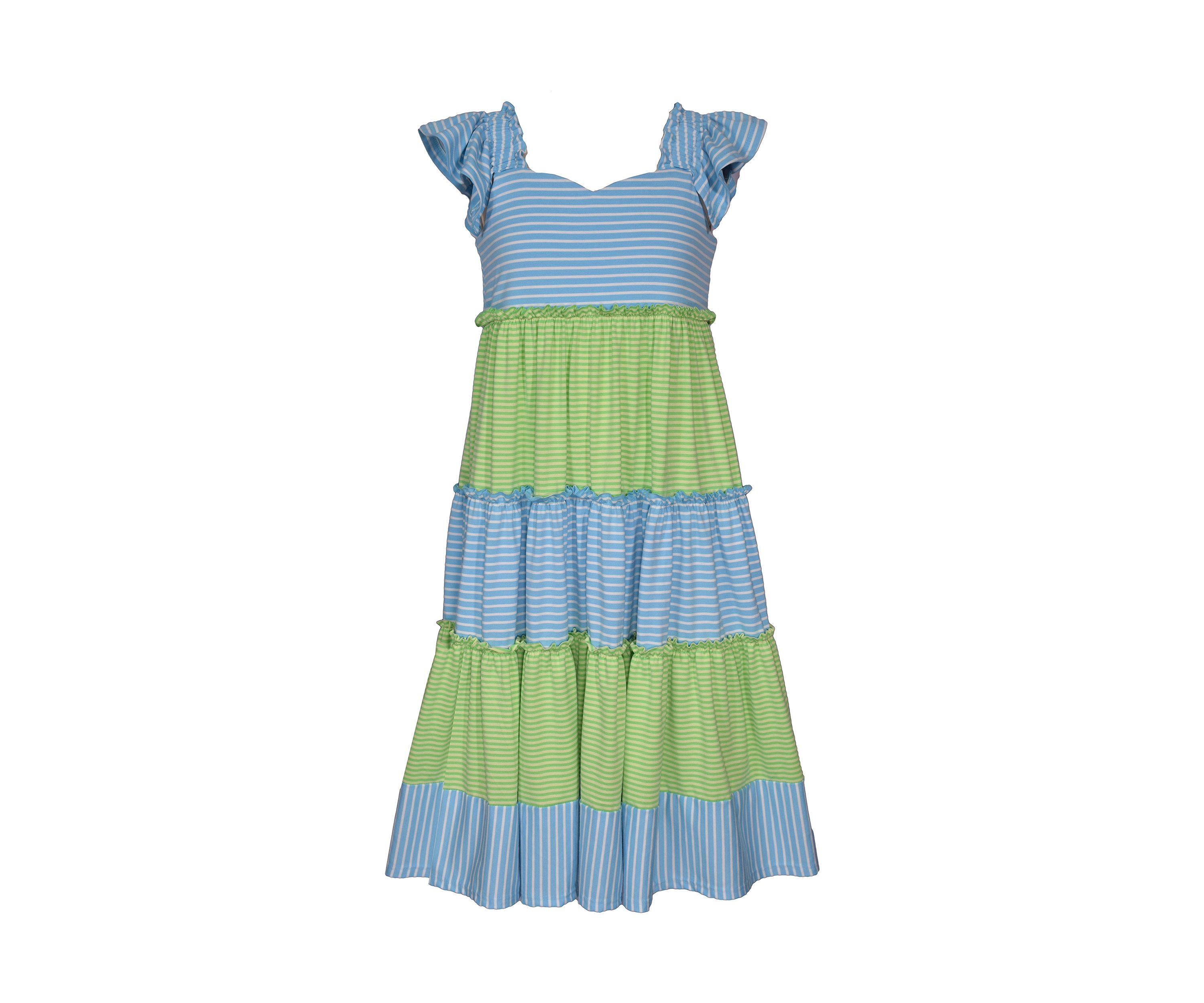 Girls 7-16 Ruffle Sleeve Striped Maxi Dress