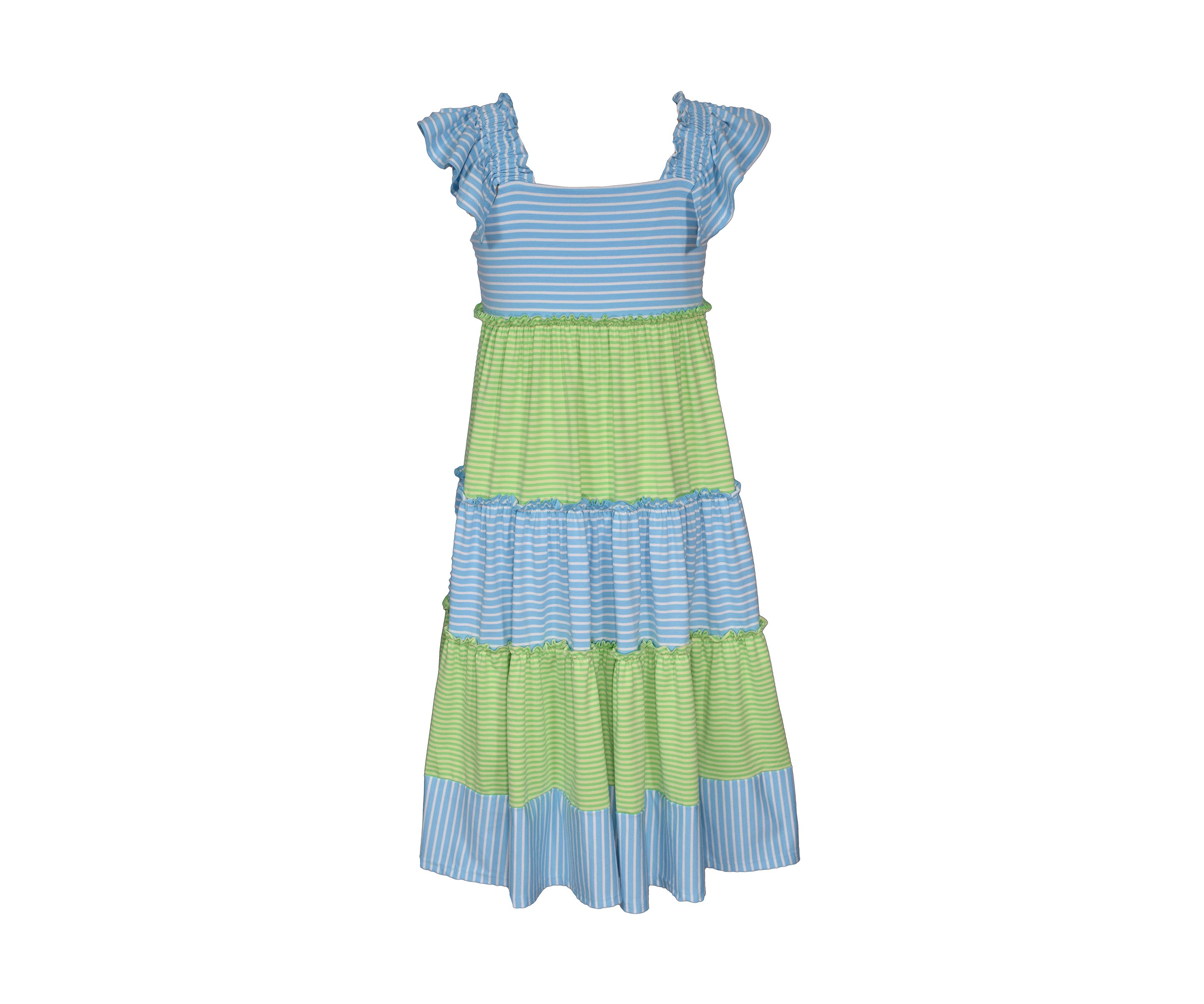 Girls 7-16 Ruffle Sleeve Striped Maxi Dress