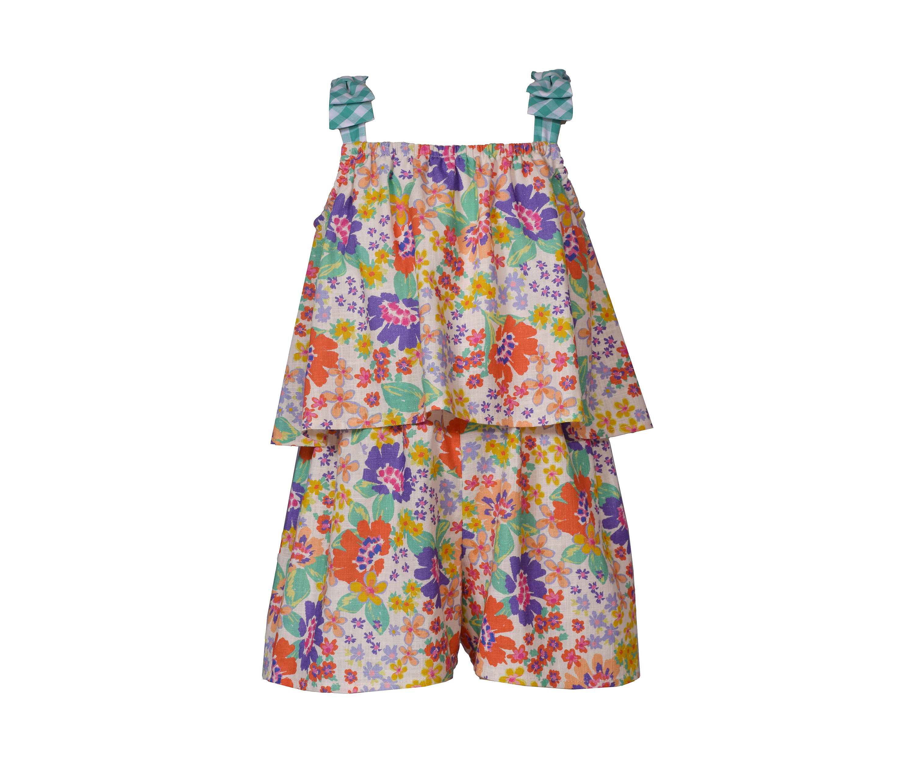 Girls 7-16 Gauze Popover Printed Romper