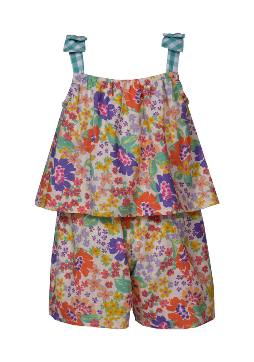 Girls 7-16 Gauze Popover Printed Romper