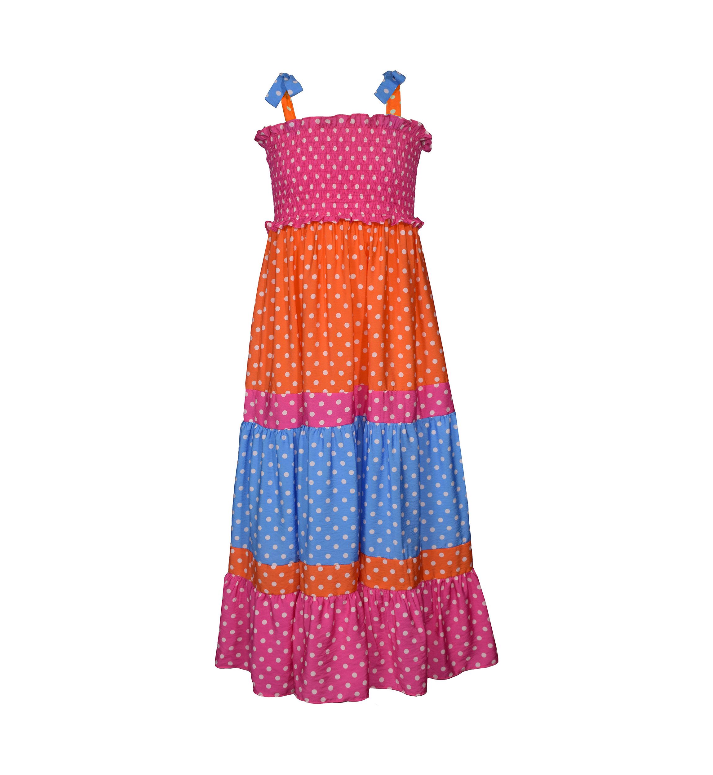 Girls 7-16 Mixed Dot Maxi Dress