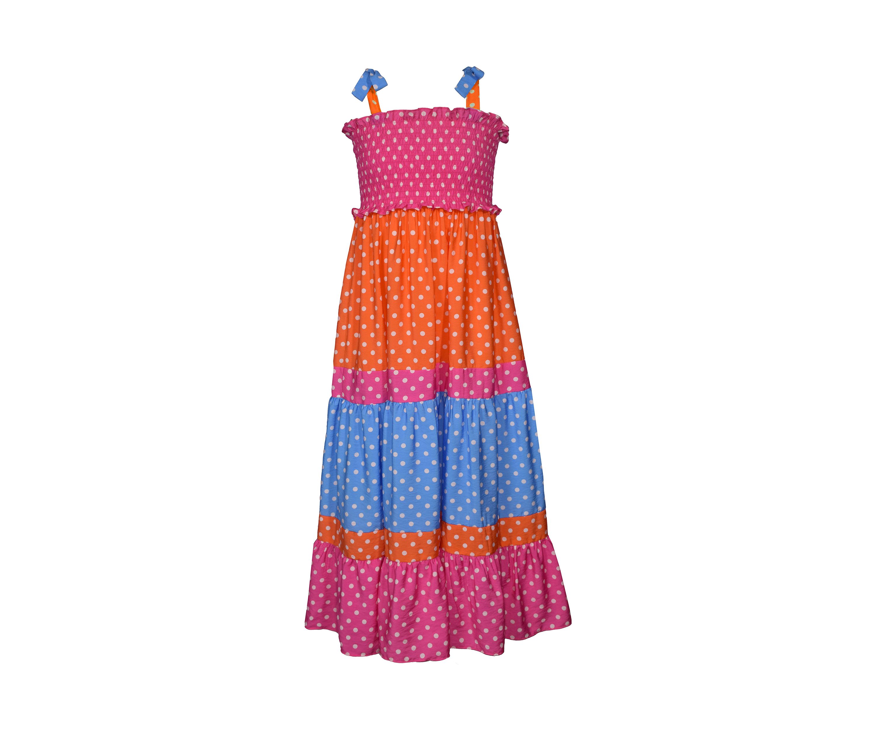 Girls 7-16 Mixed Dot Maxi Dress