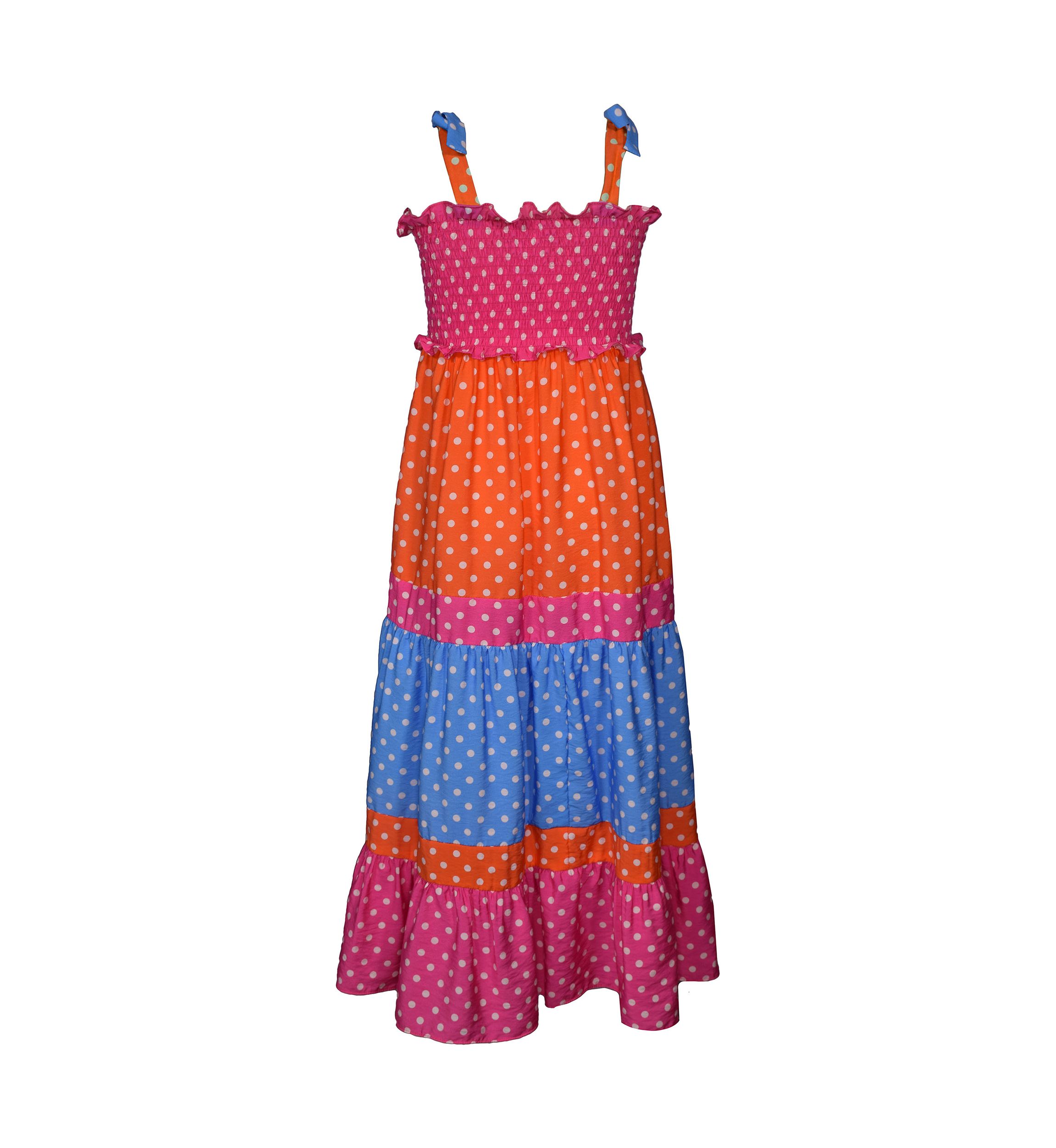 Girls 7-16 Mixed Dot Maxi Dress