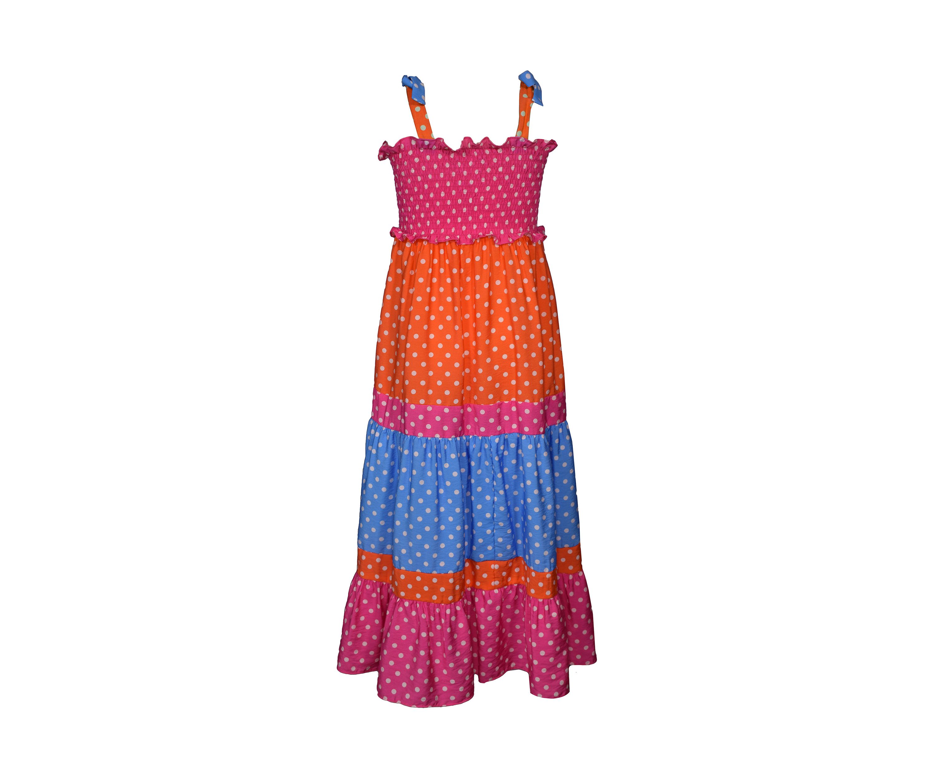 Girls 7-16 Mixed Dot Maxi Dress