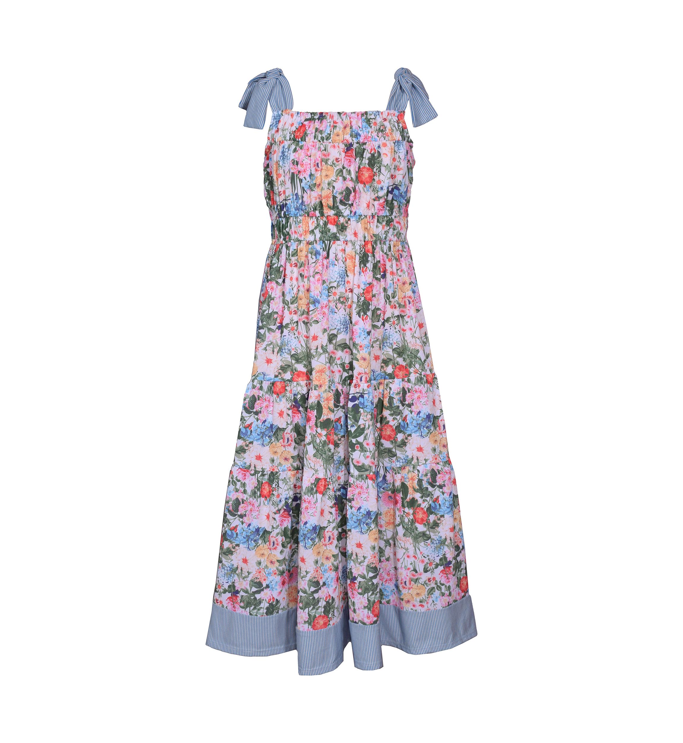 Girls 7-16 Floral Printed Tie Shoulder Dress