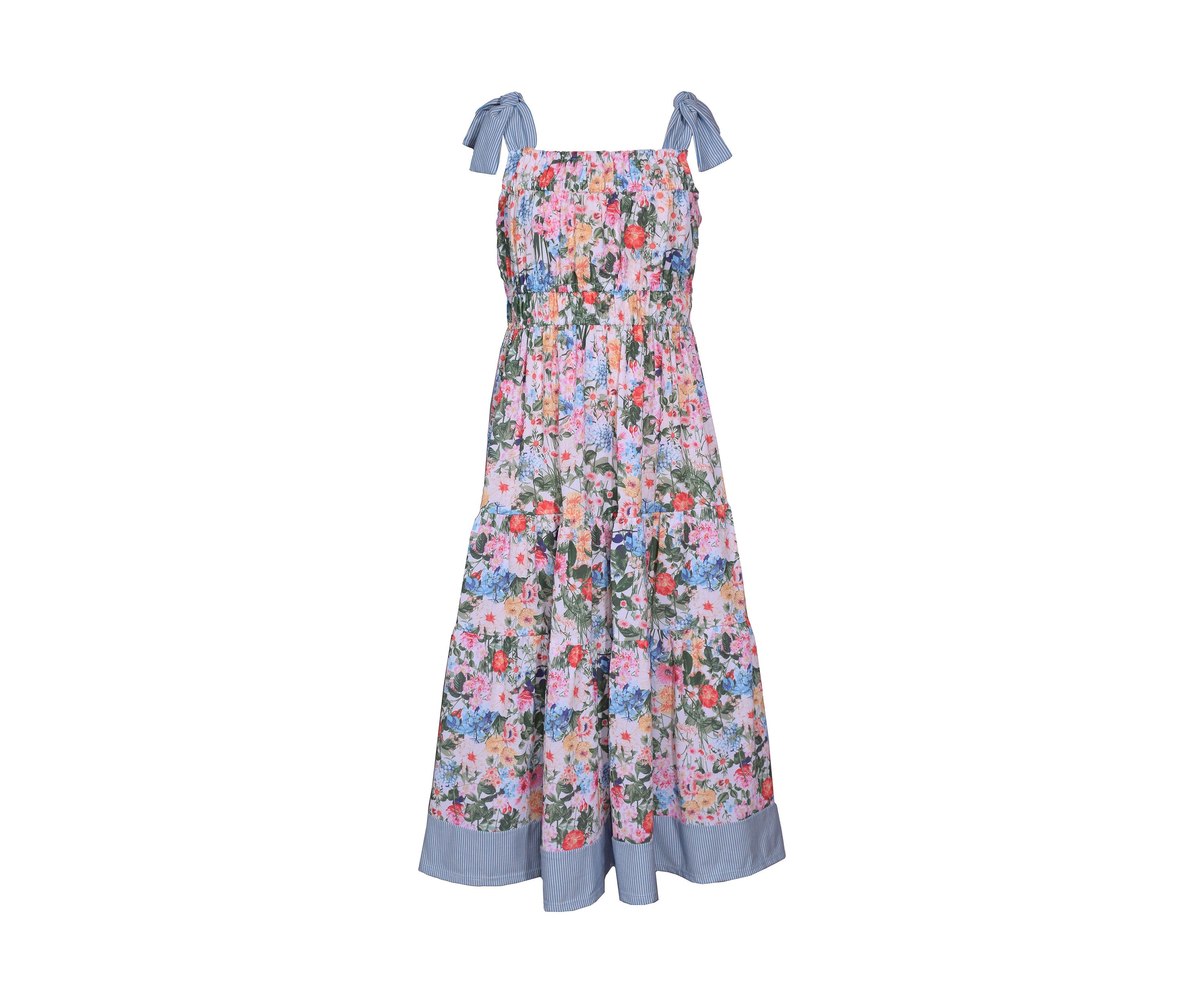 Girls 7-16 Floral Printed Tie Shoulder Dress