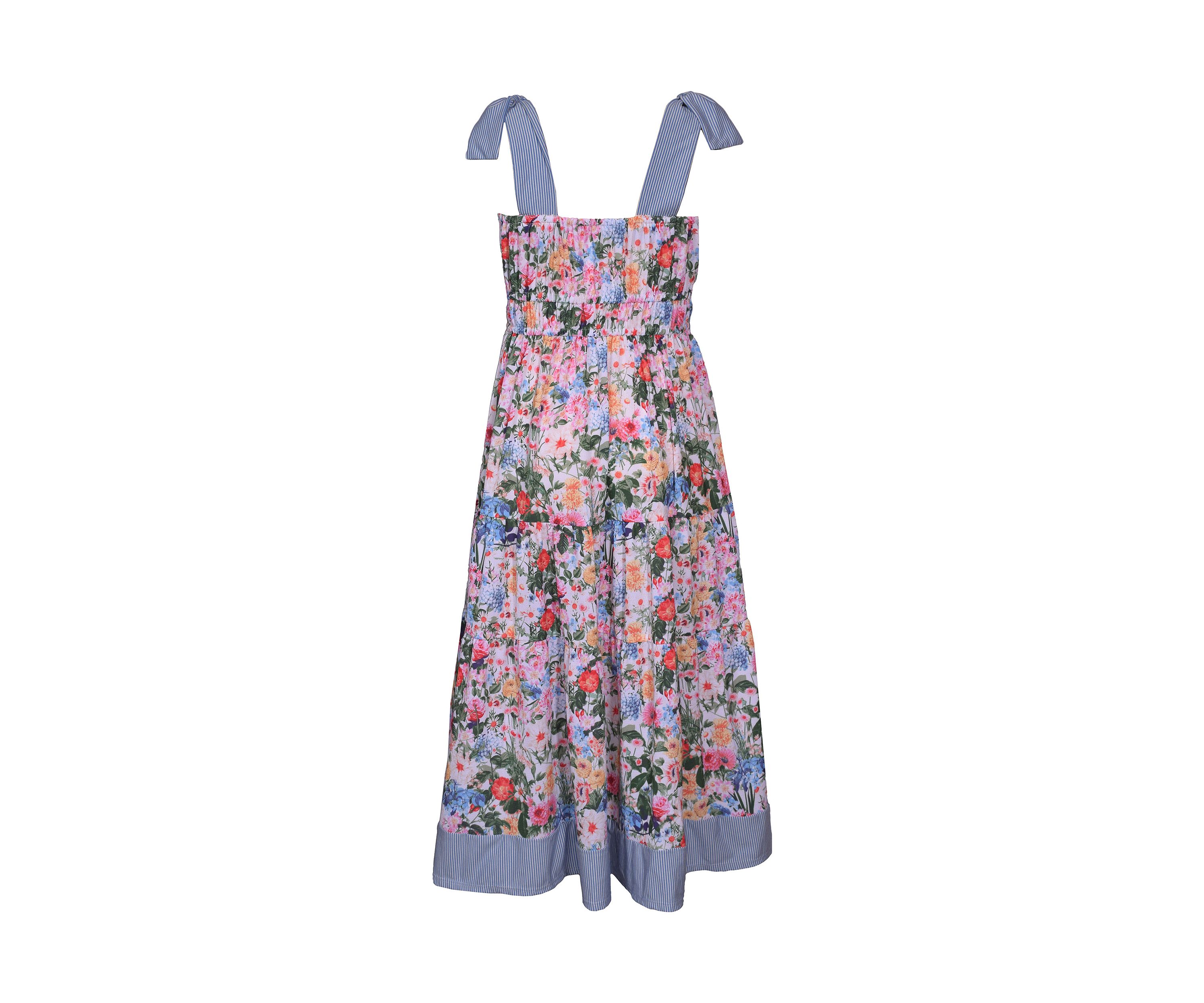 Girls 7-16 Floral Printed Tie Shoulder Dress