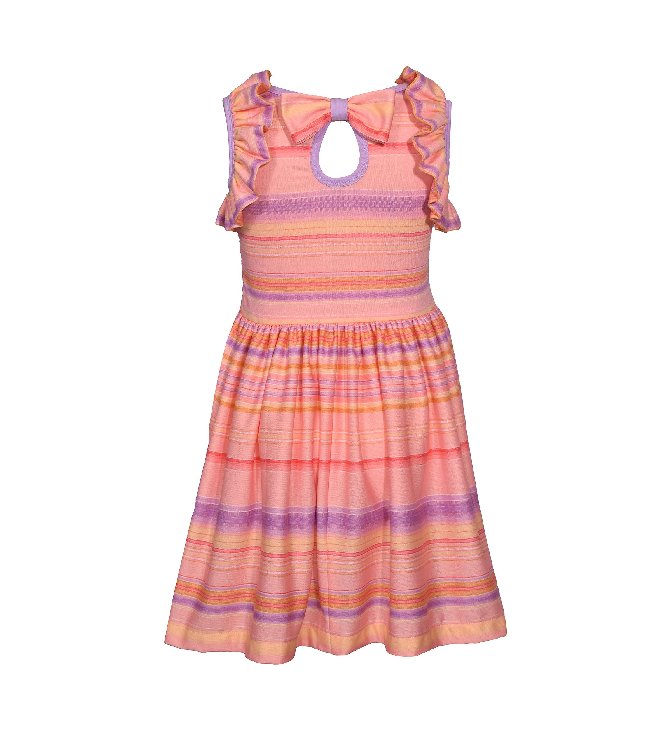 Girls 7-16 Ruffle Stripe Dress with Purse