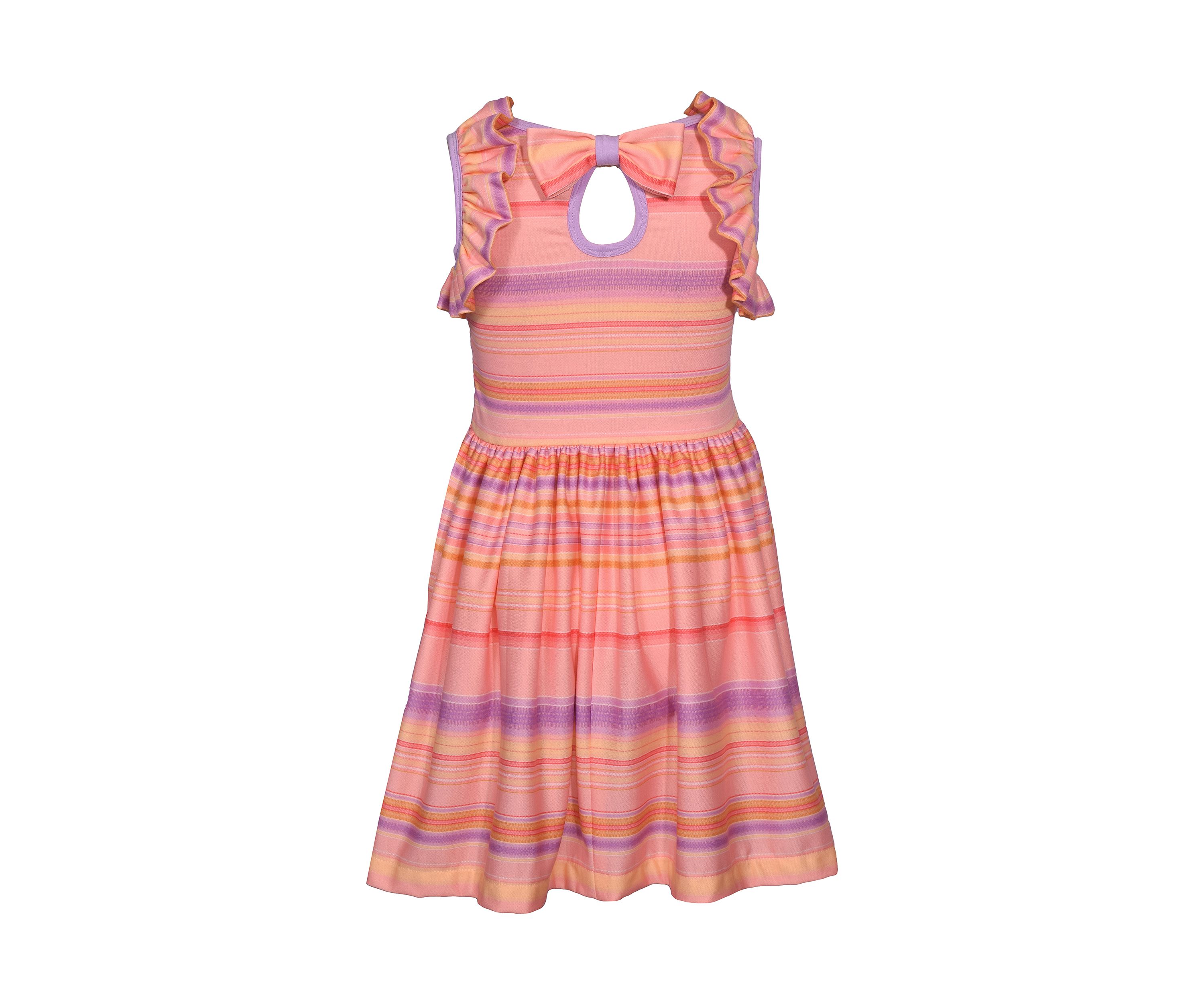 Girls 7-16 Ruffle Stripe Dress with Purse